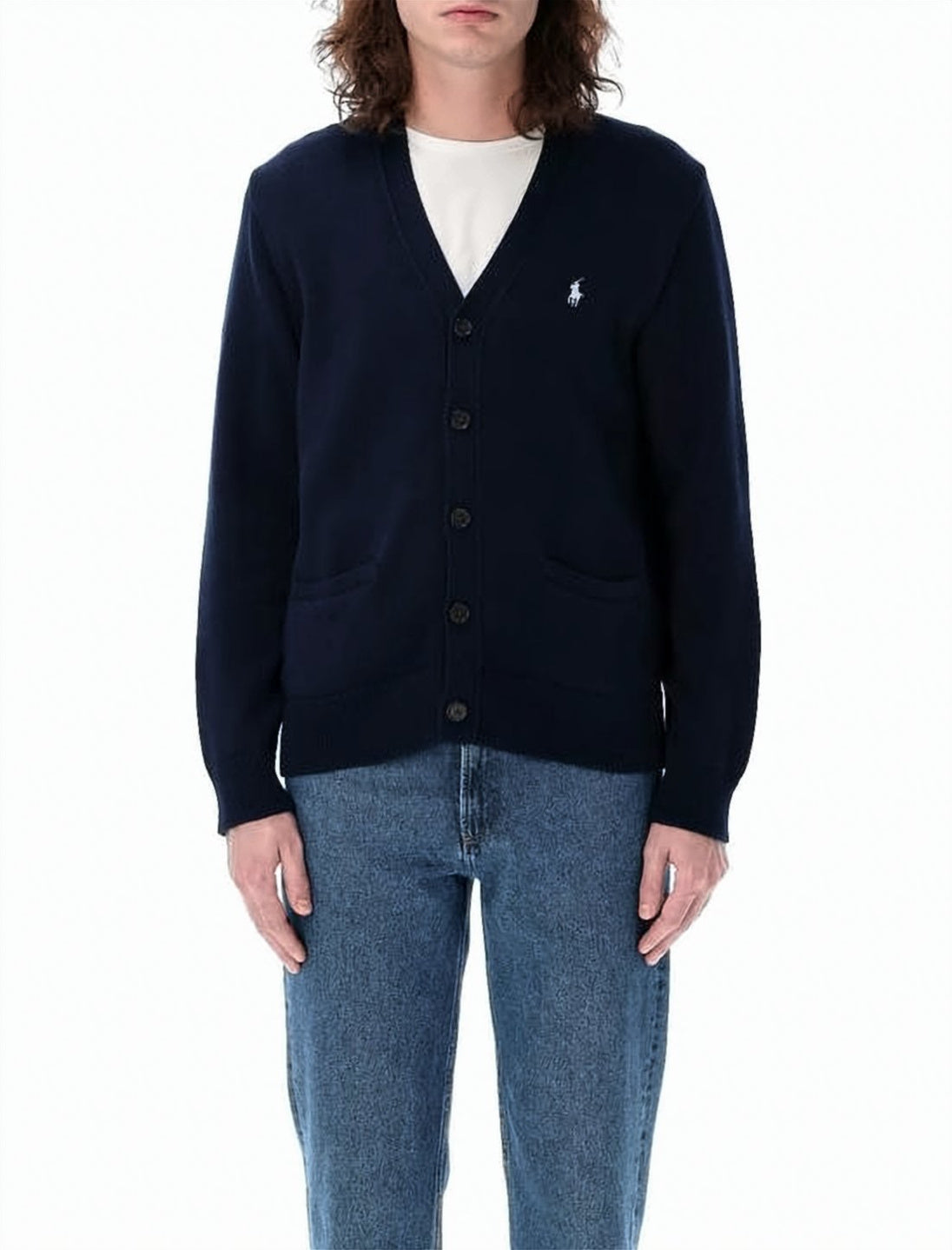 Classic V-Neck Cardigan with Button-Down Front
