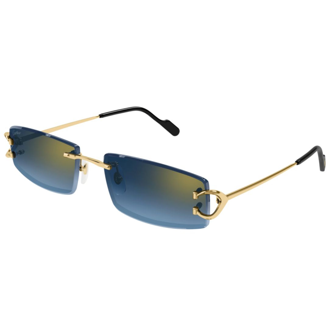 Rimless Rectangular Sunglasses With Gradient Blue Lenses