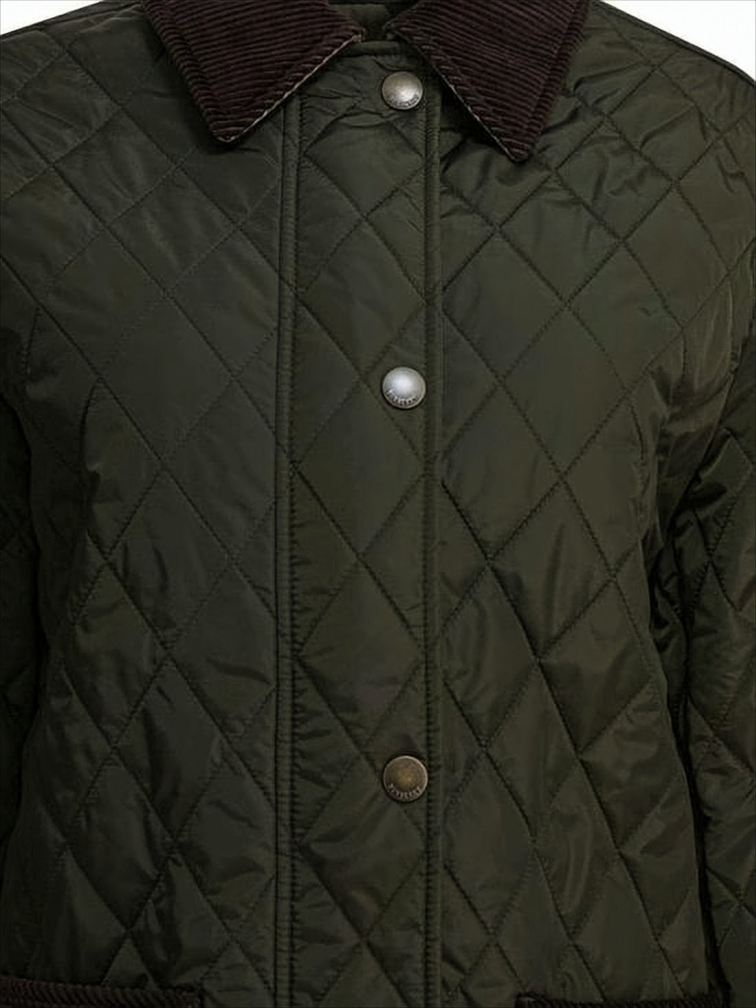 Quilted Nylon Jacket with Contrasting Corduroy Collar