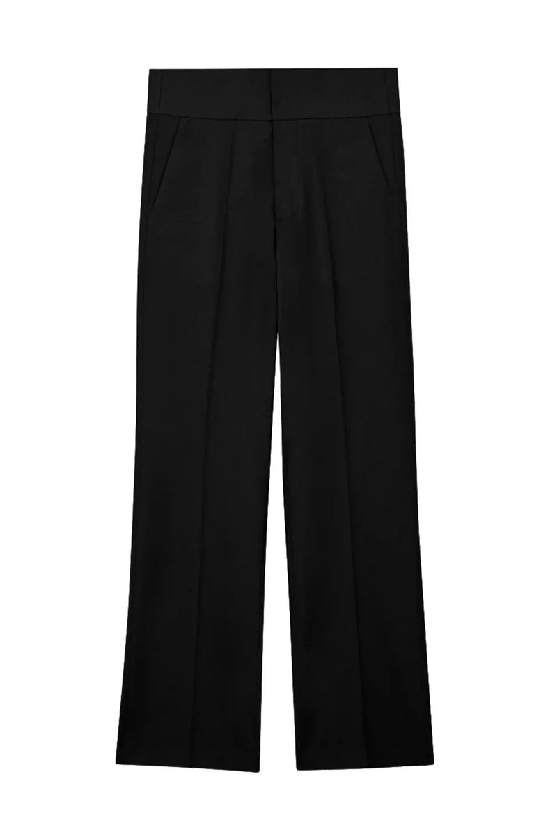 Wool Elastane Trousers - Black