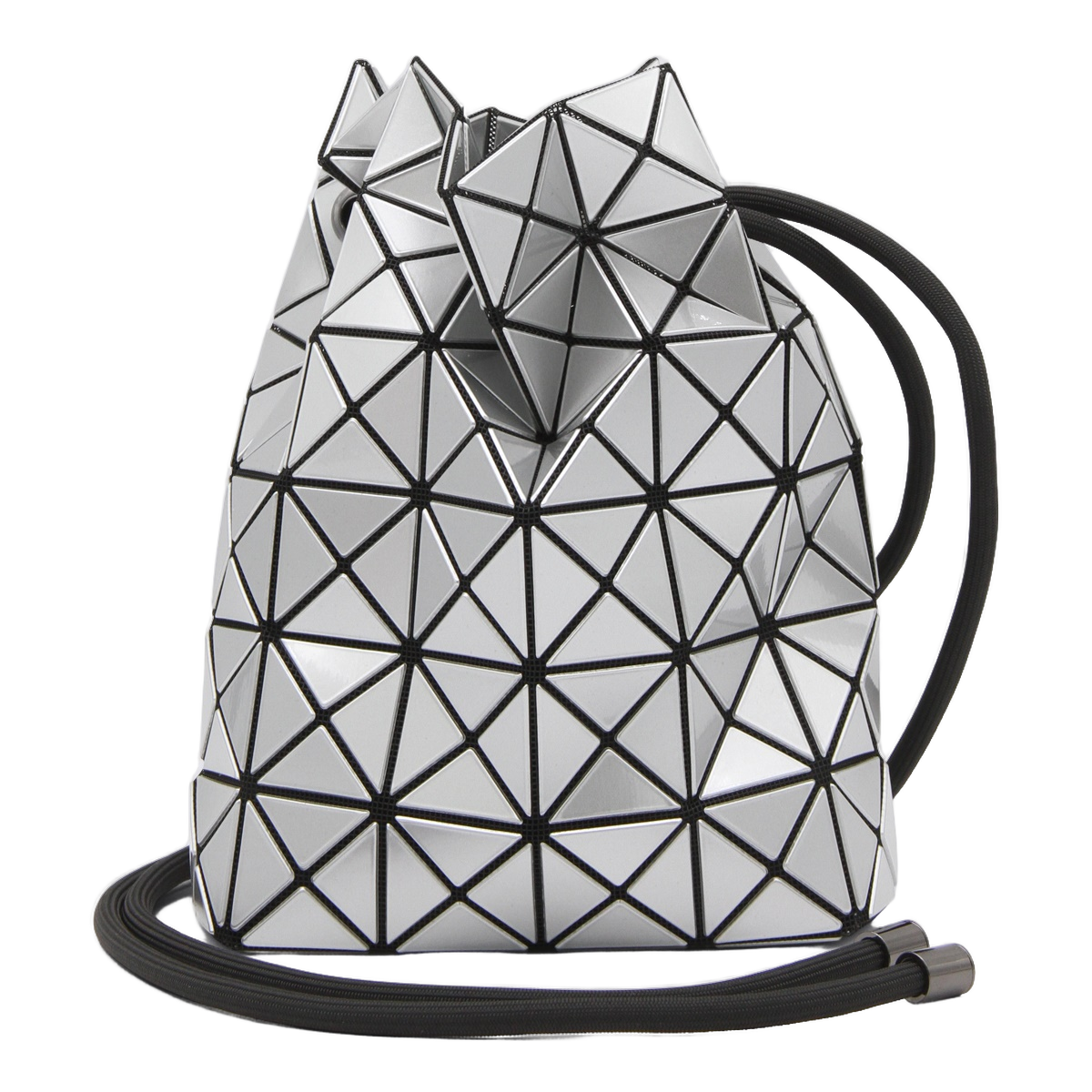 Geometric Silver Bag With Drawstring Closure