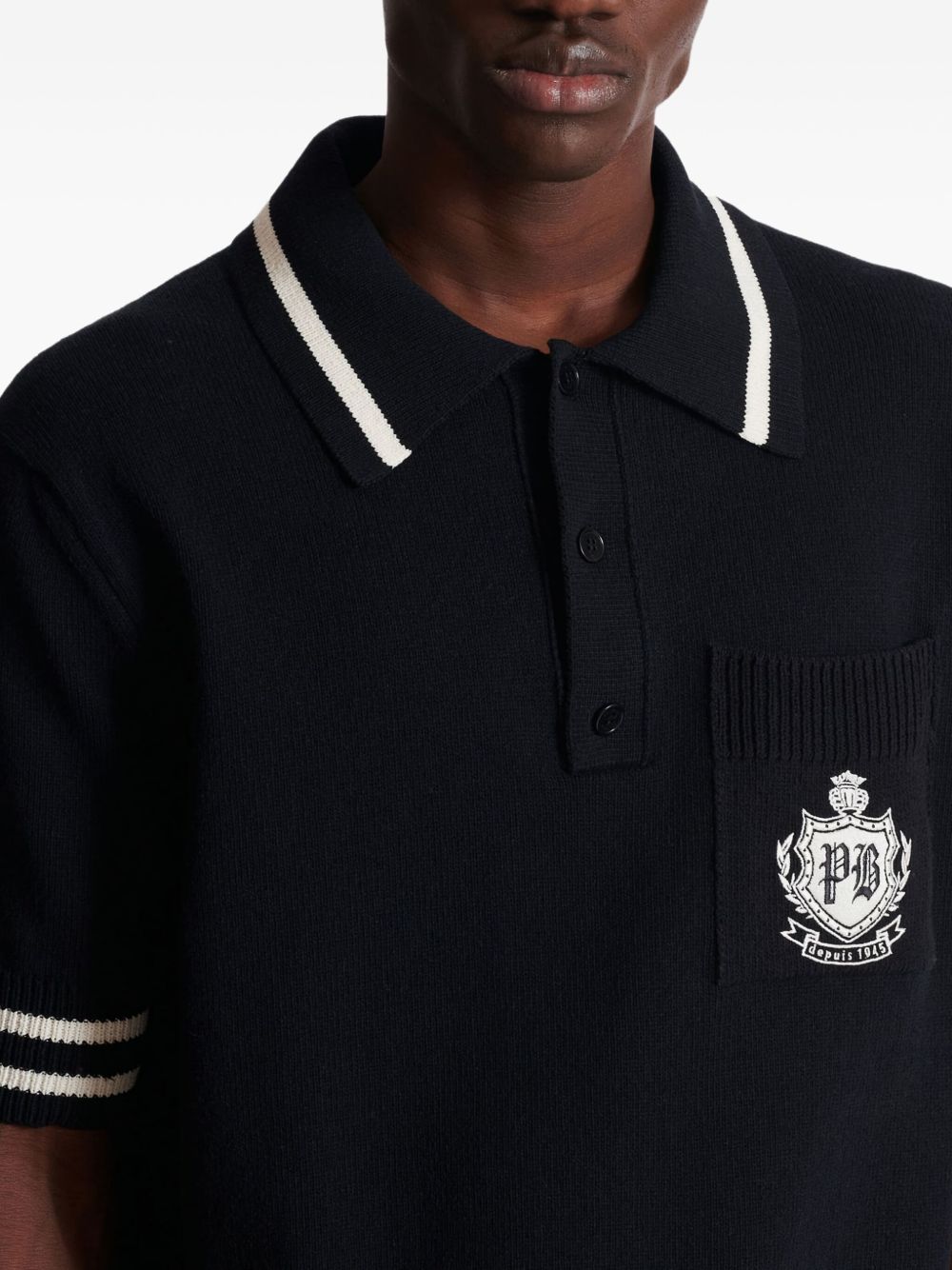 Ribbed Knit Polo Shirt