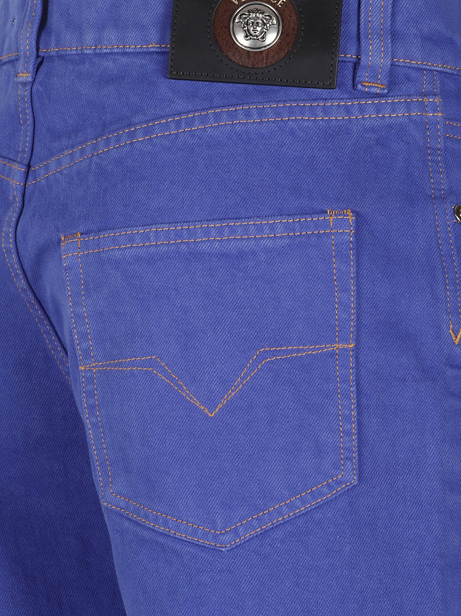 Straight-Leg Denim Jeans with Contrast Stitching and Branded Patch