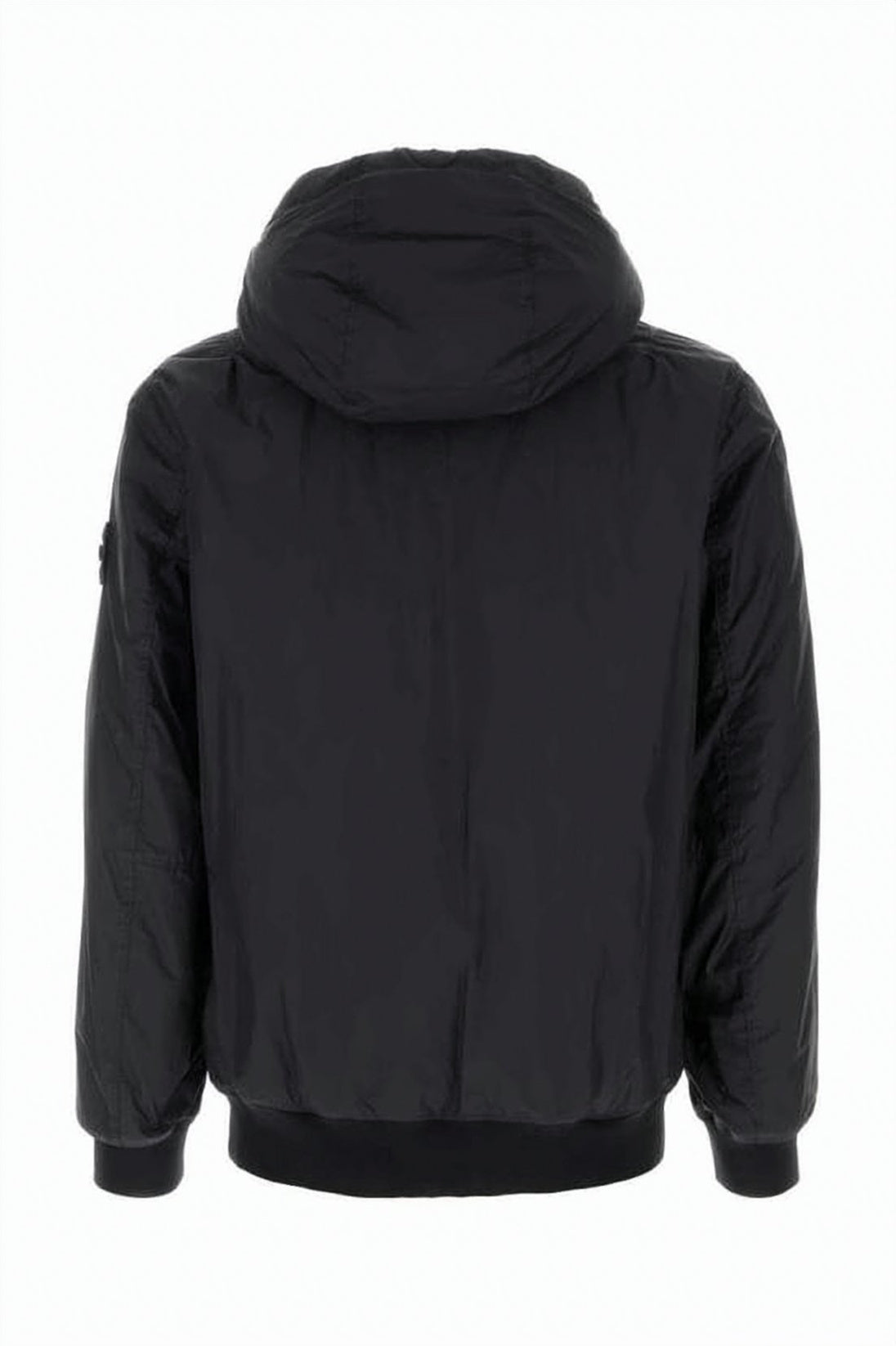 Hooded Black Jacket with Ribbed Details