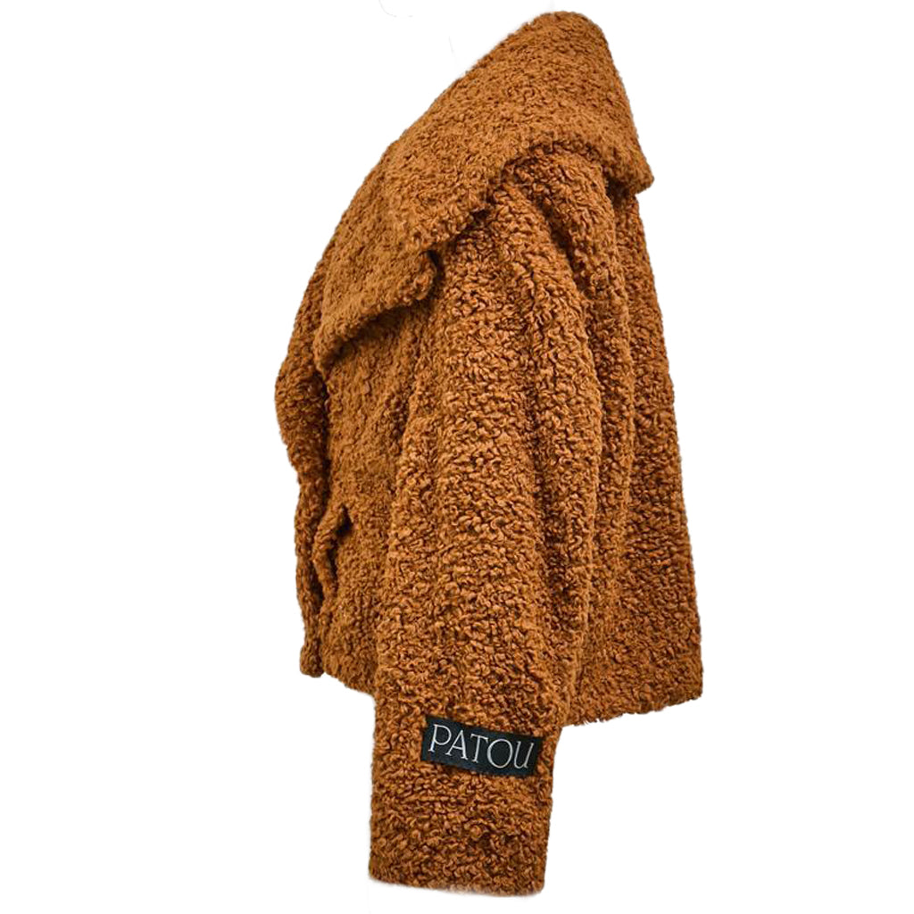 Pumpkin Spice Double-Breasted Short Coat With Textured Fabric