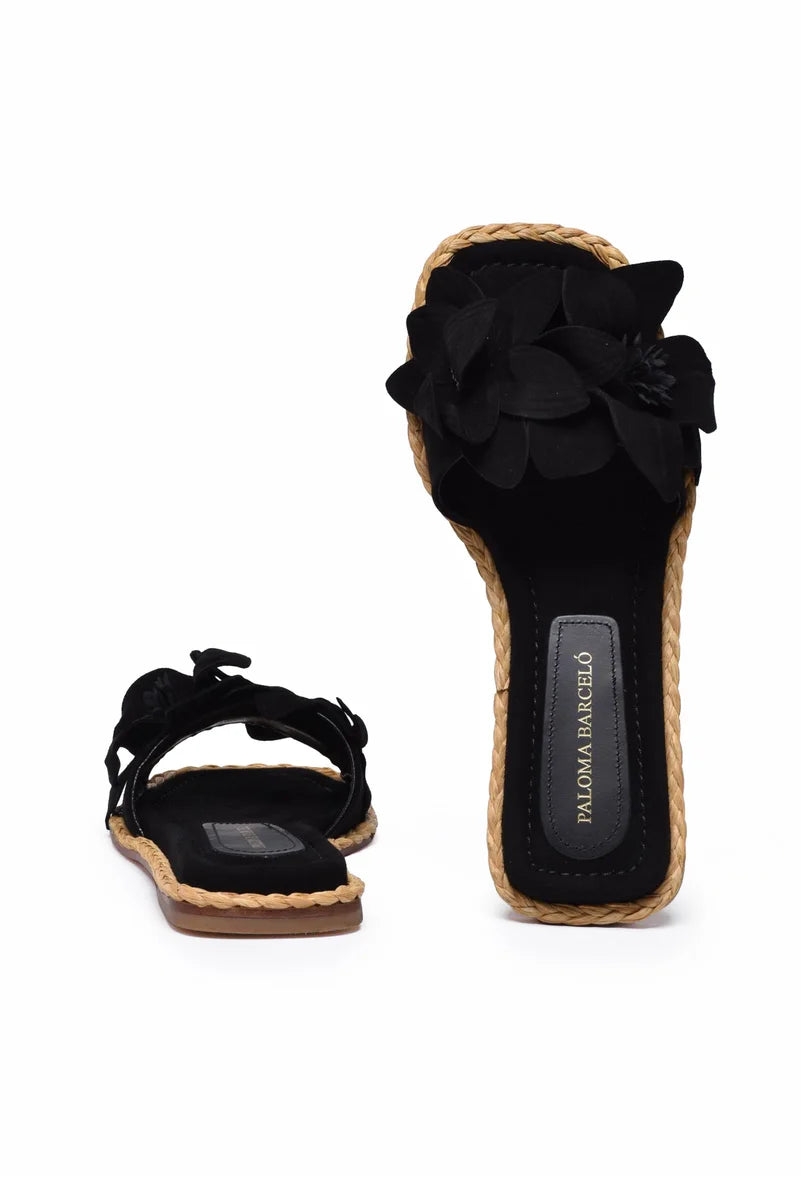 Suede Slide Sandal - Black
