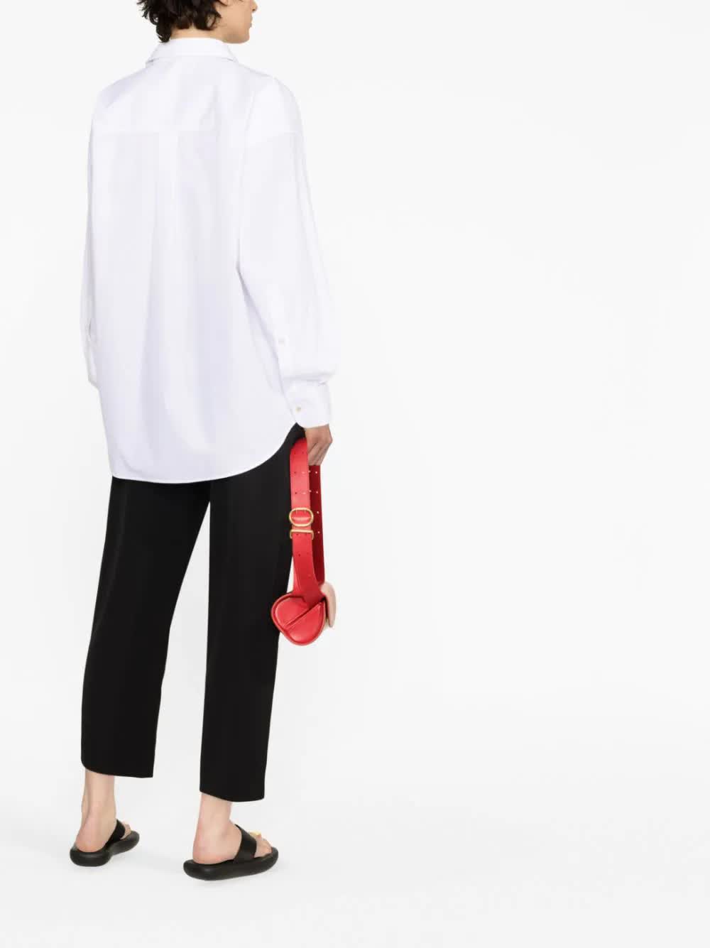 White Iconic Oversized Cotton Plain Shirt