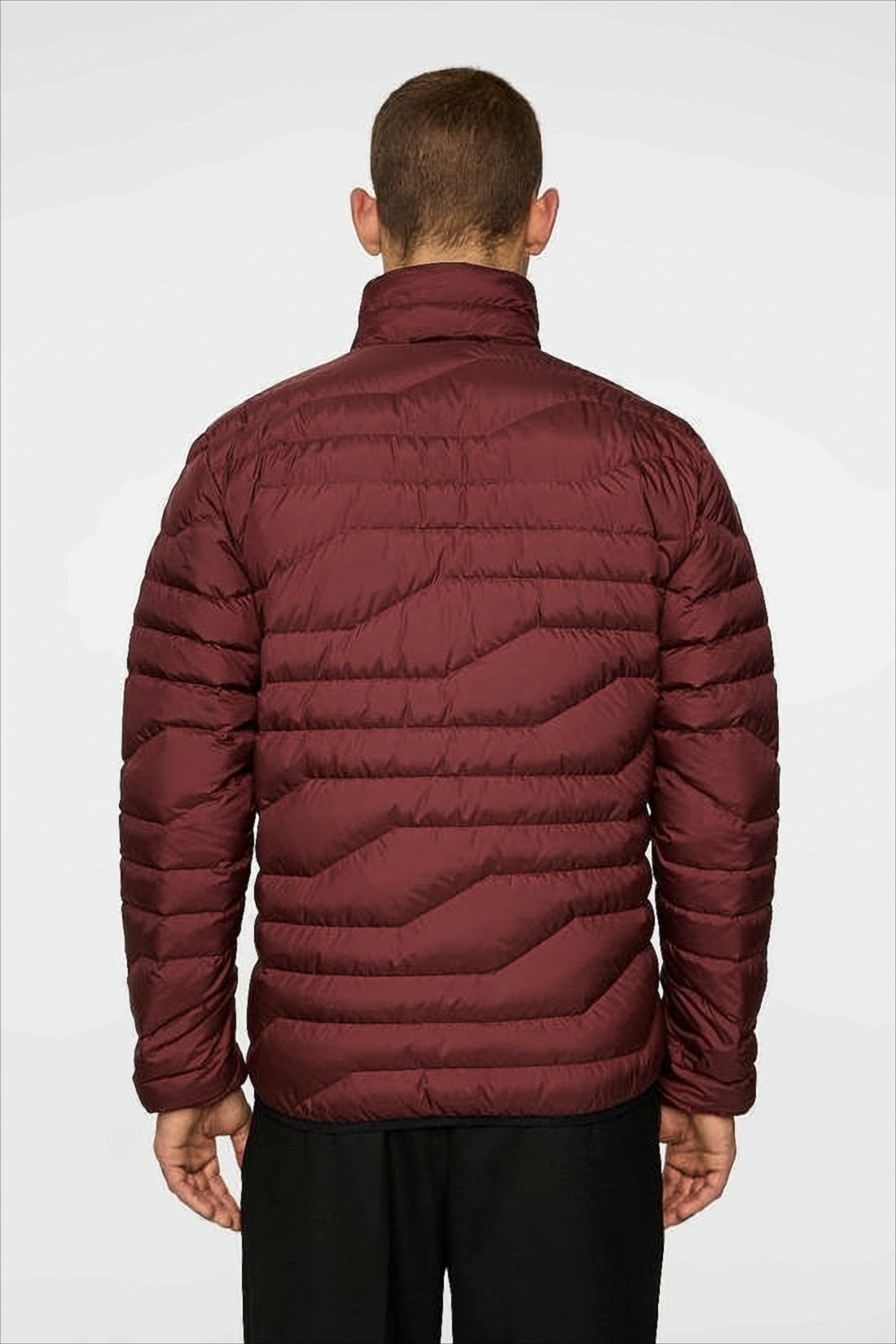 Quilted Burgundy Casual Jacket with Stand Collar