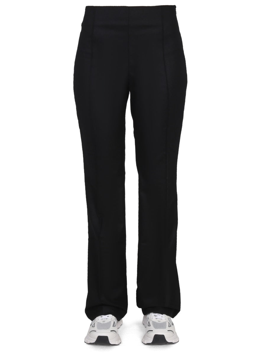 High-Waisted Straight-Leg Twill Pants