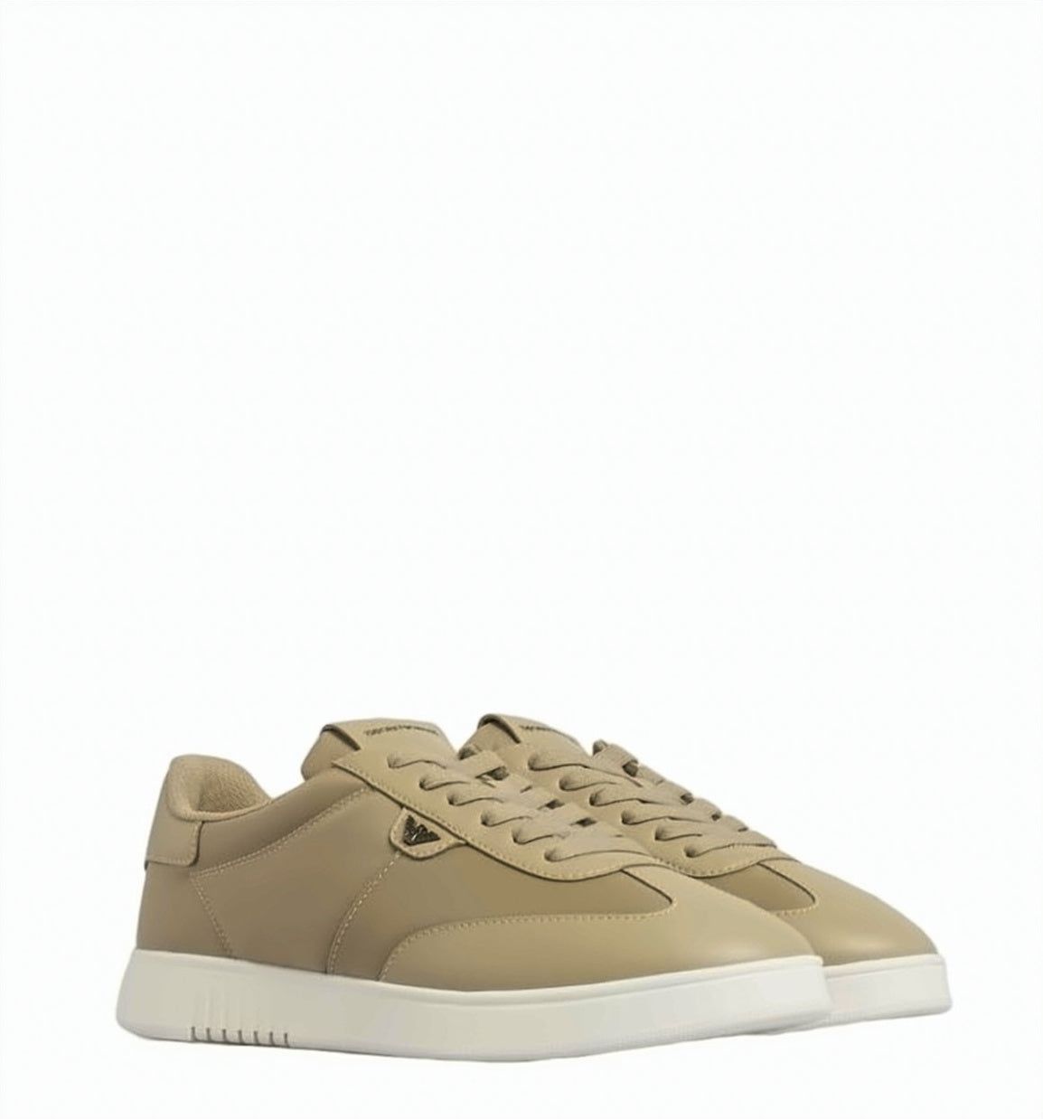 Nylon Leather Round Toe Lace Sneakers