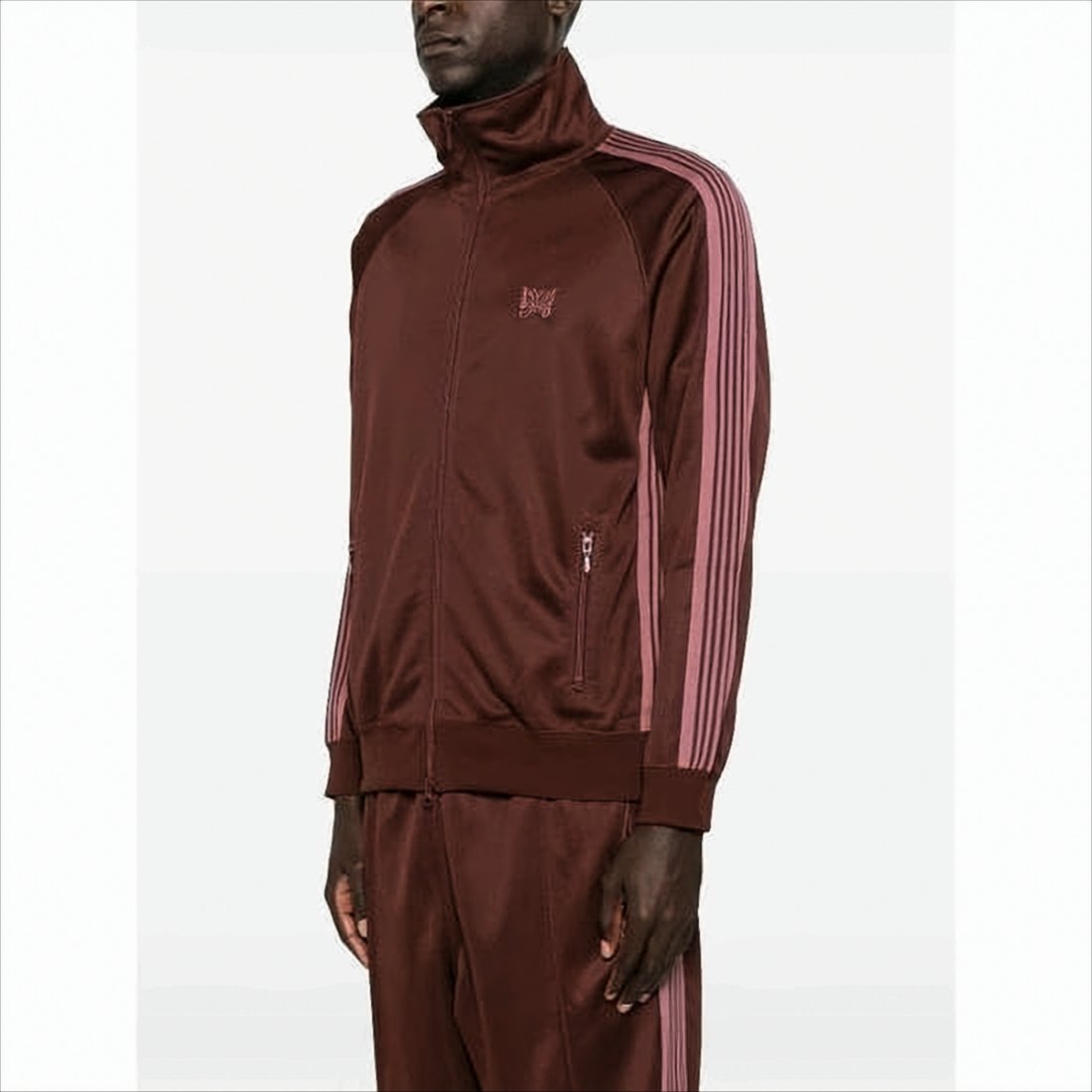 Smooth Polyester Track Jacket with Contrasting Stripes