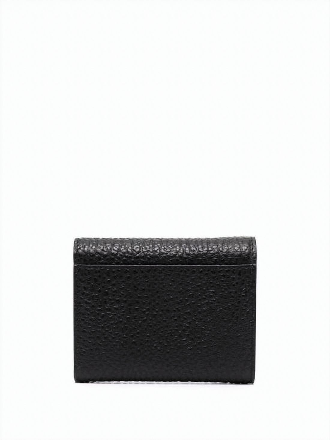 Textured Calf Leather Wallet with Fold-over Design