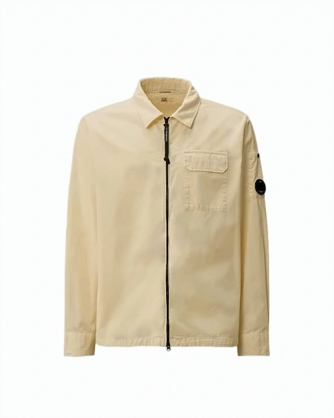 Organic Gabardine Zip Overshirt in Soft Pistachio Shell