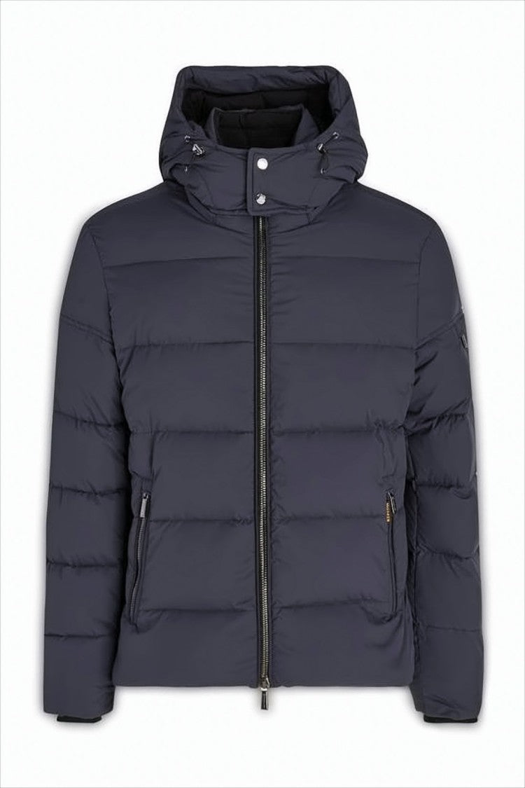 Horizontal Quilted Padded Jacket with High Collar