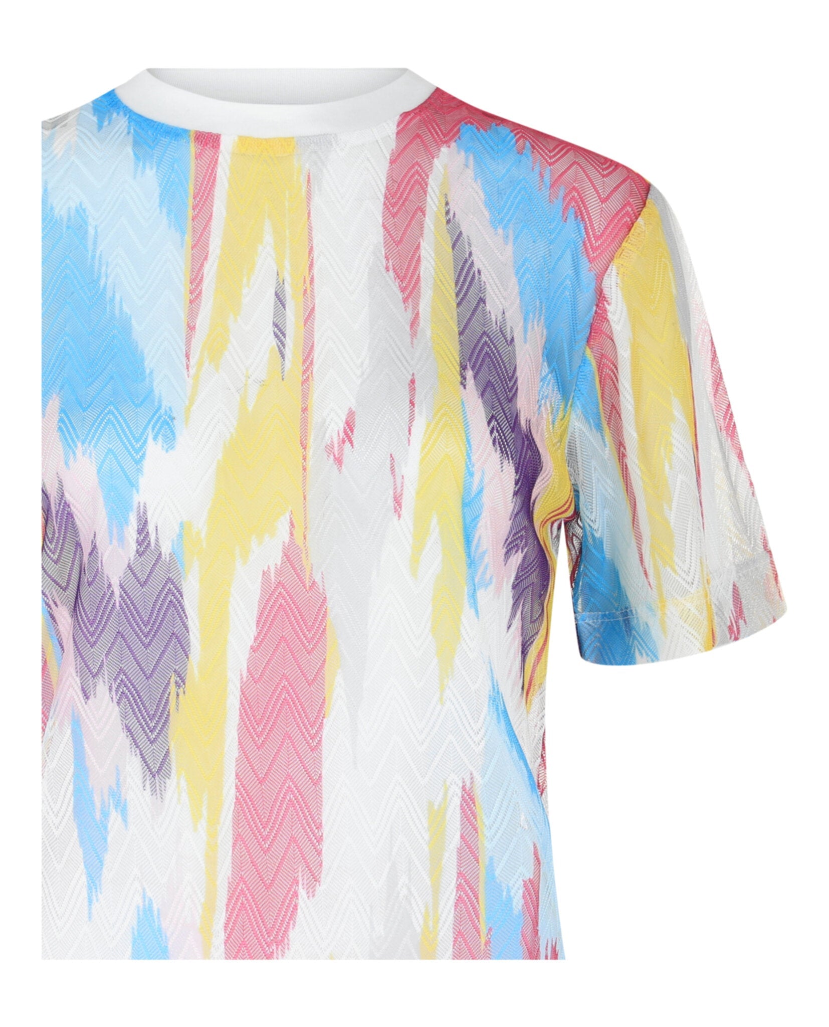 Sheer Chevron Mesh Crewneck T-Shirt