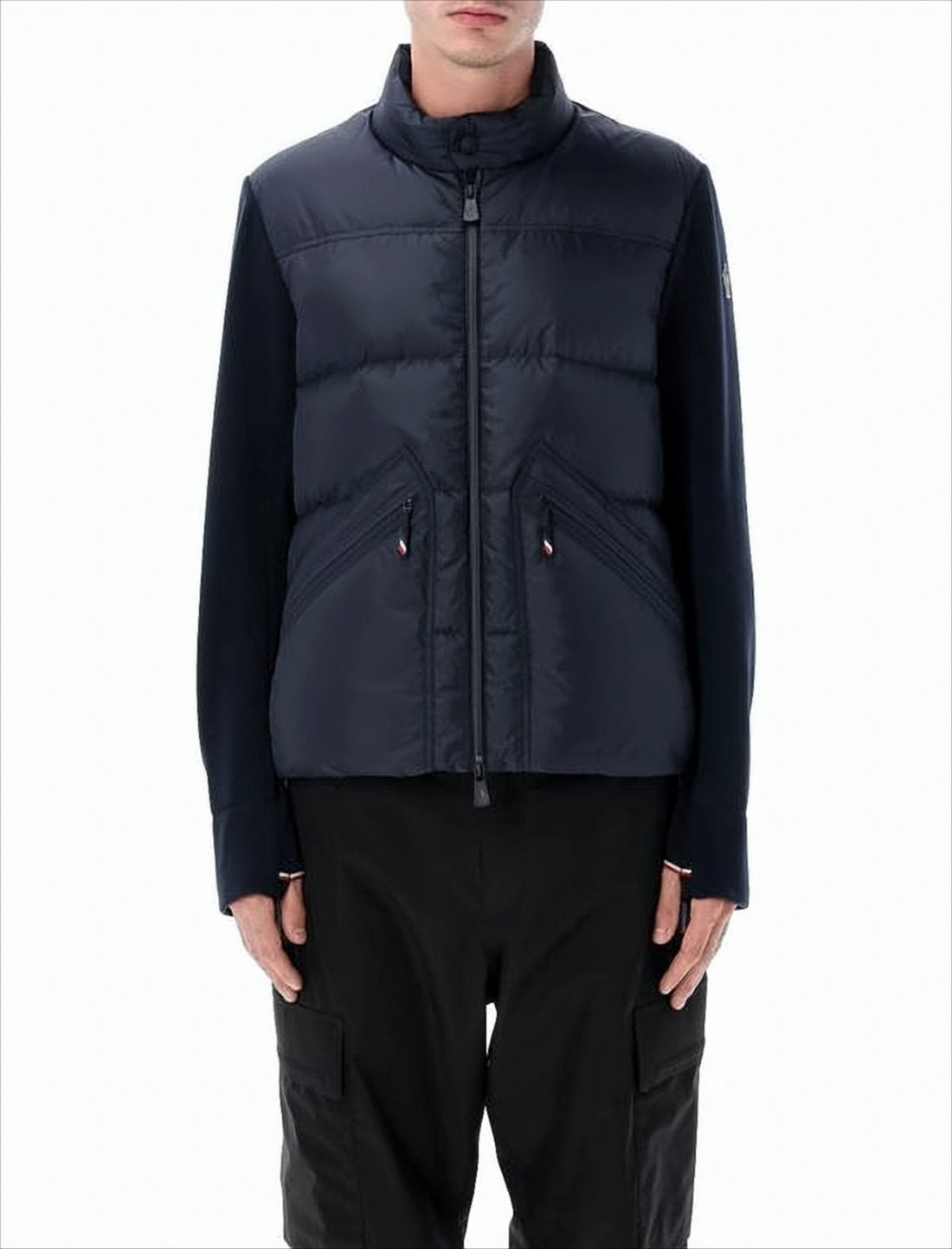 Padded Hybrid Down Jacket with High Collar