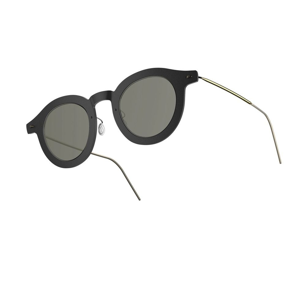 Sun Titanium 8342 D16/Pgt/Sl115 Black Matte Round Frame Sunglasses