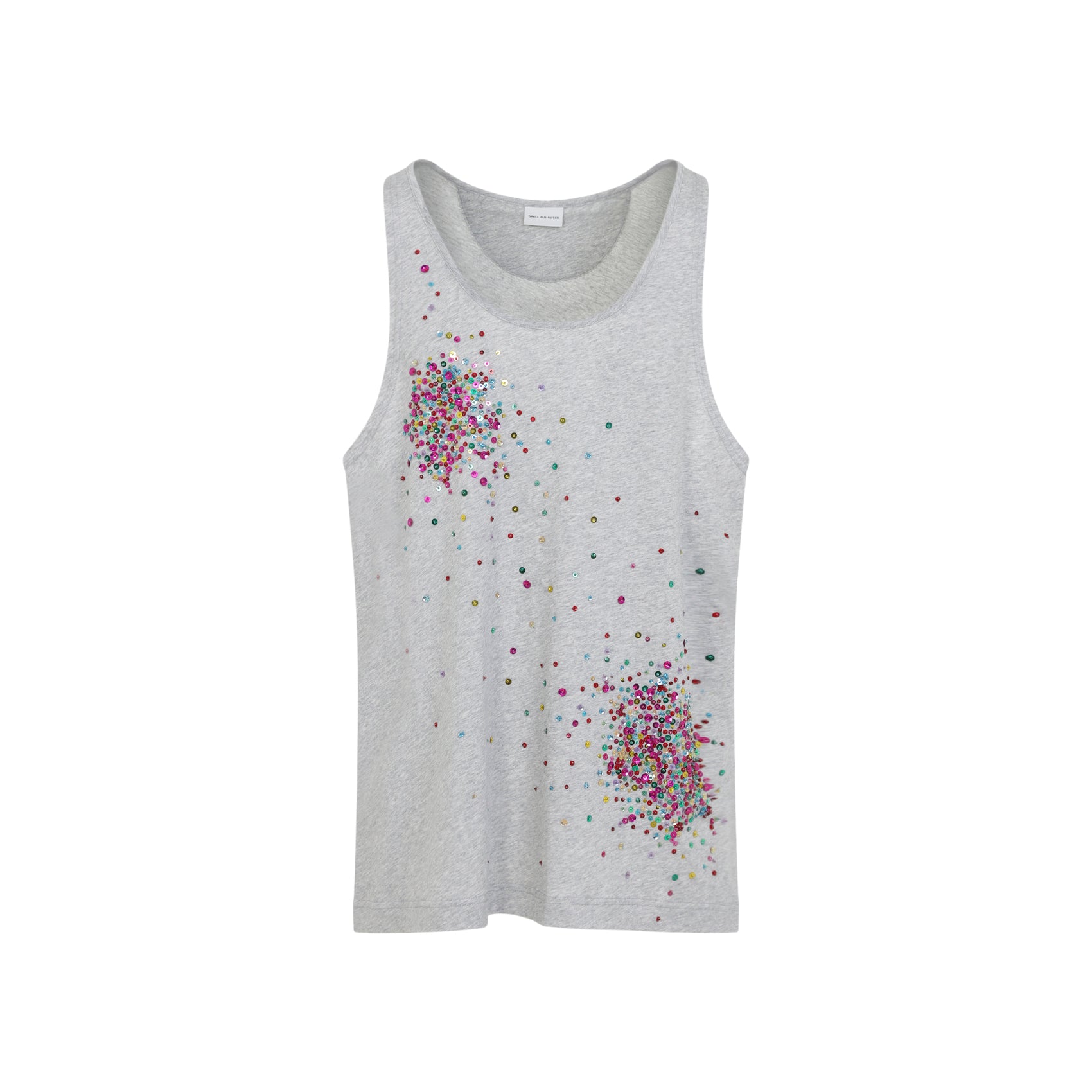 Sleeveless Cotton Top with Asymmetric Sequin Detail