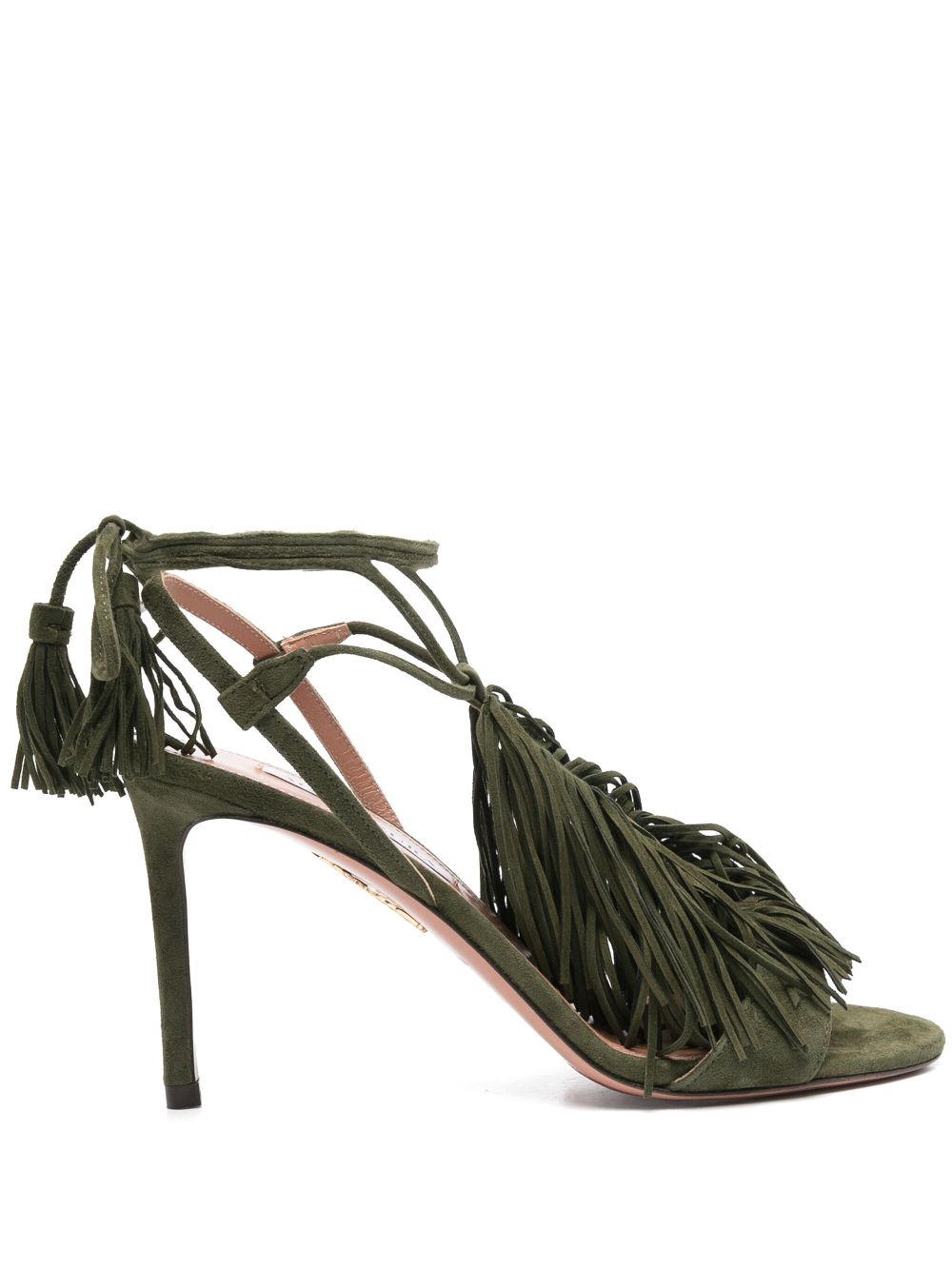 Fern Green Tie-Fastening Stiletto Sandals