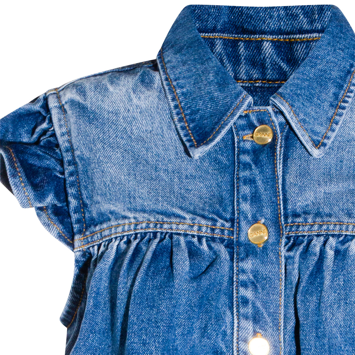 Ruffled Denim Top
