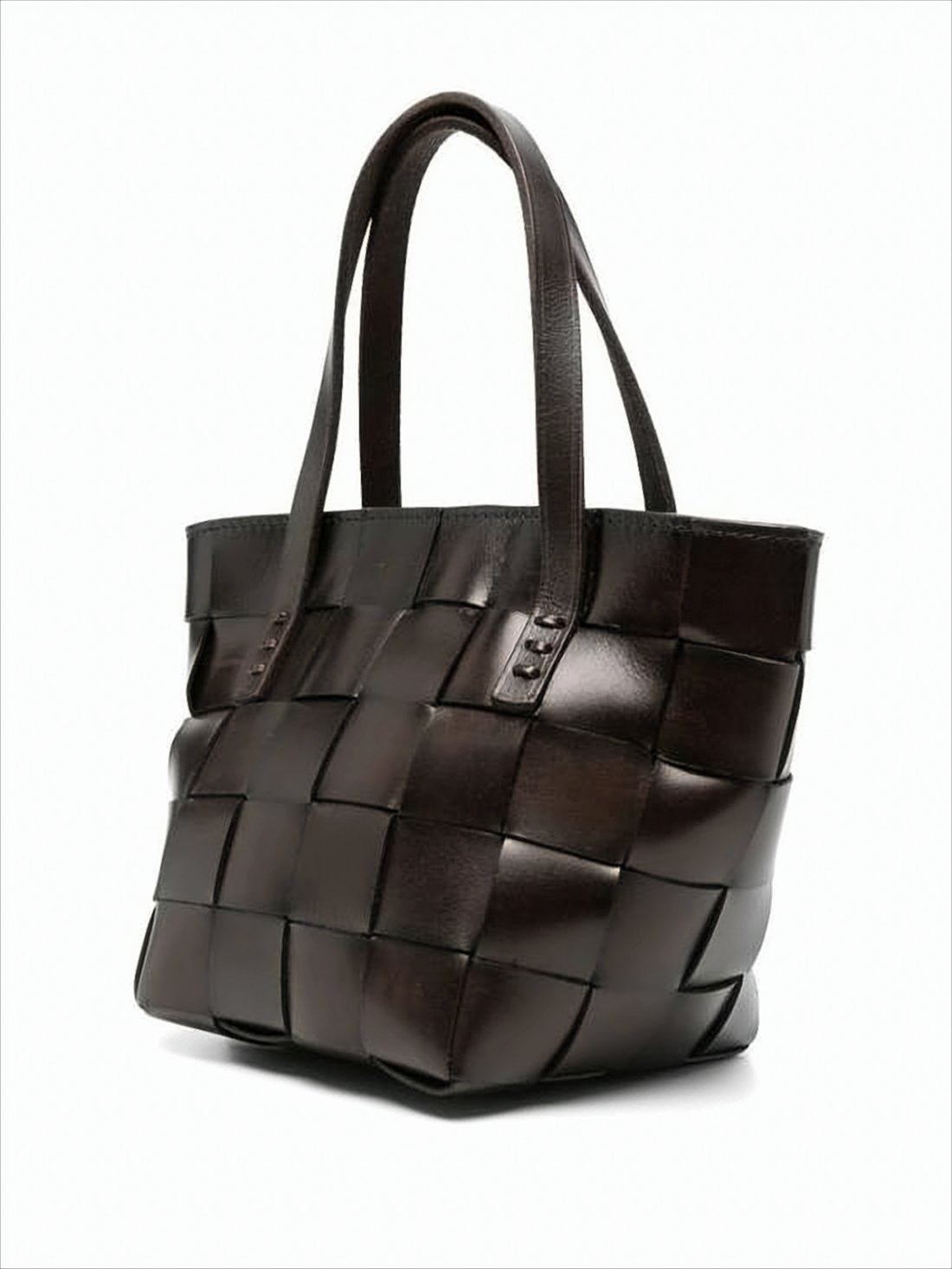 Mini Woven Buffalo Leather Tote Bag