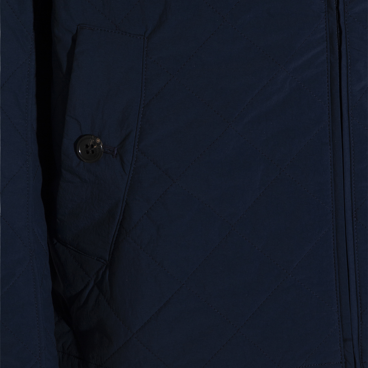 Quilted Blue Jacket With High Collar