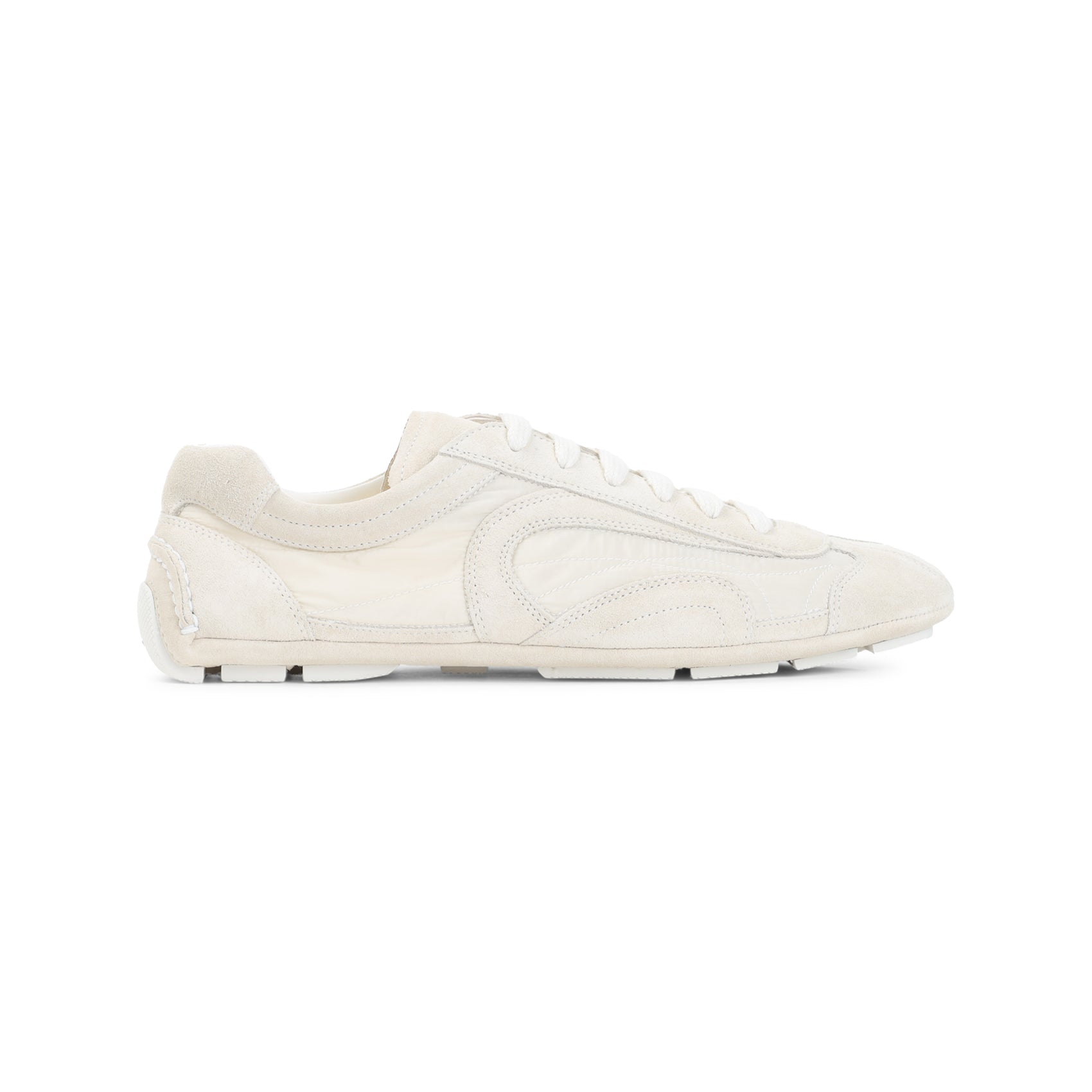Ivory Re-Nylon Sneakers with Suede Accents
