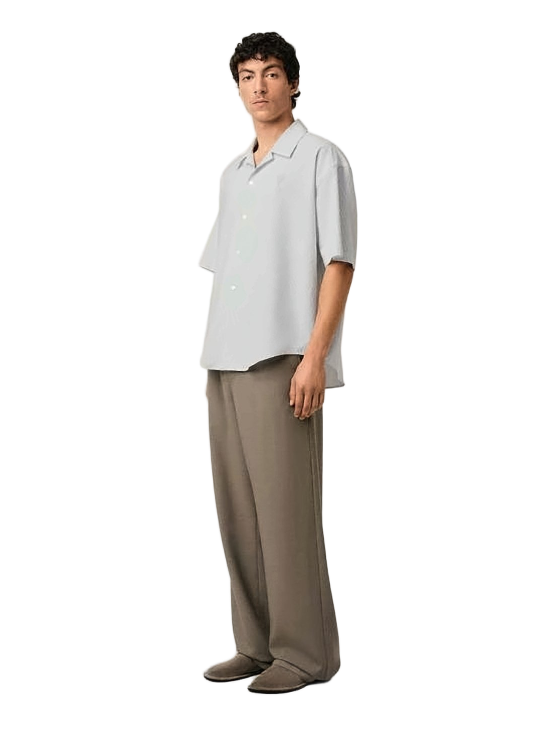 Relaxed Fit Short-Sleeve Shirt with Camp Collar
