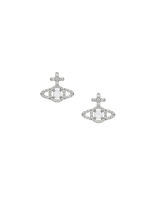 Orb-Shaped Earrings With Cubic Zirconia Accents And Platinum-White Finish
