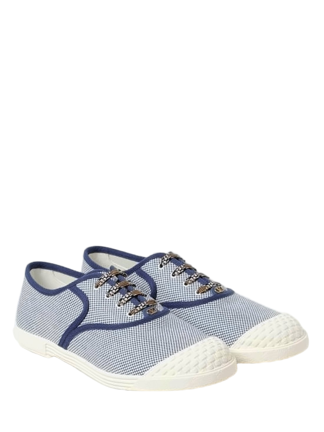 Textured Checkered Sneakers with Rubber Toe Cap