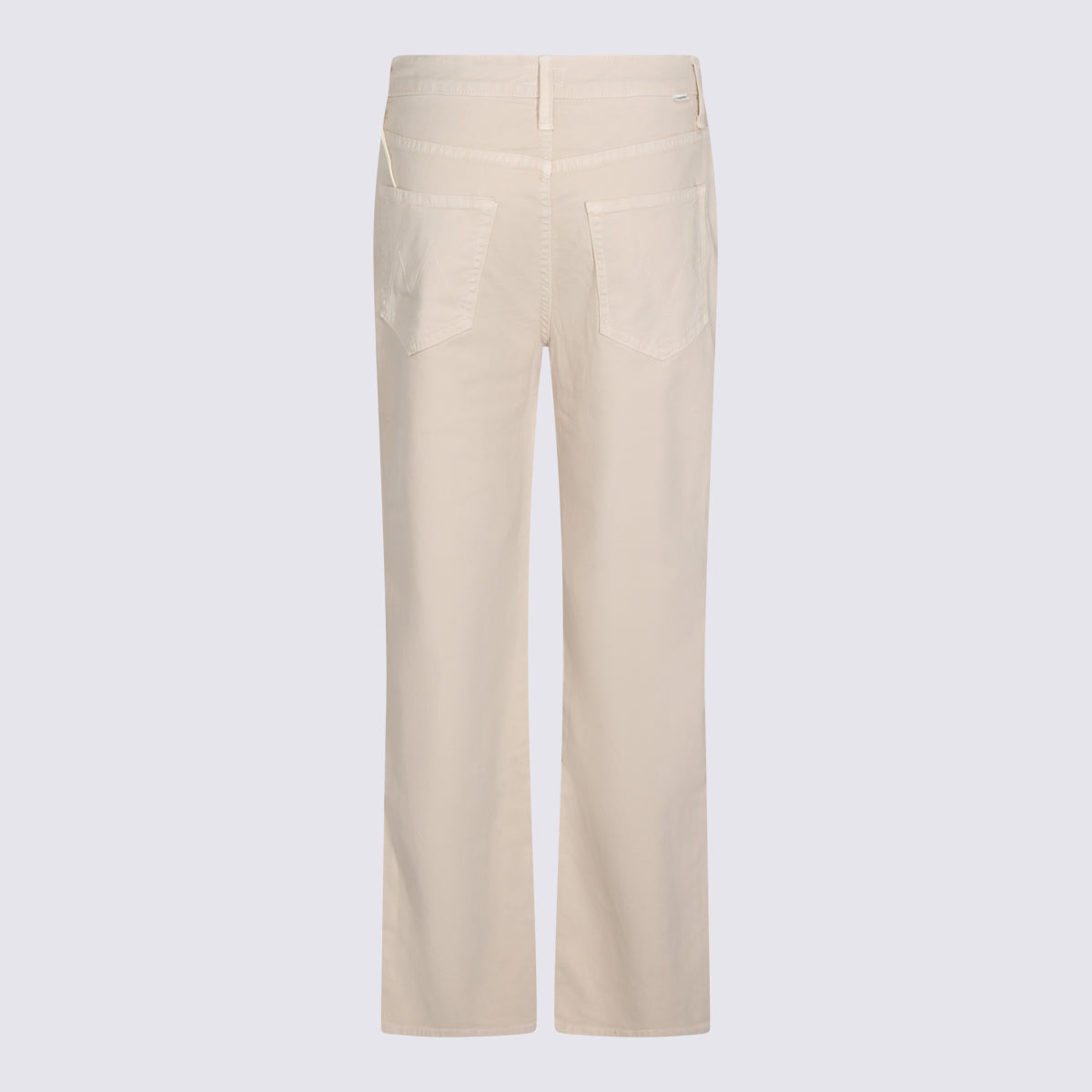 High Waist Beige Cotton Straight-Leg Jeans
