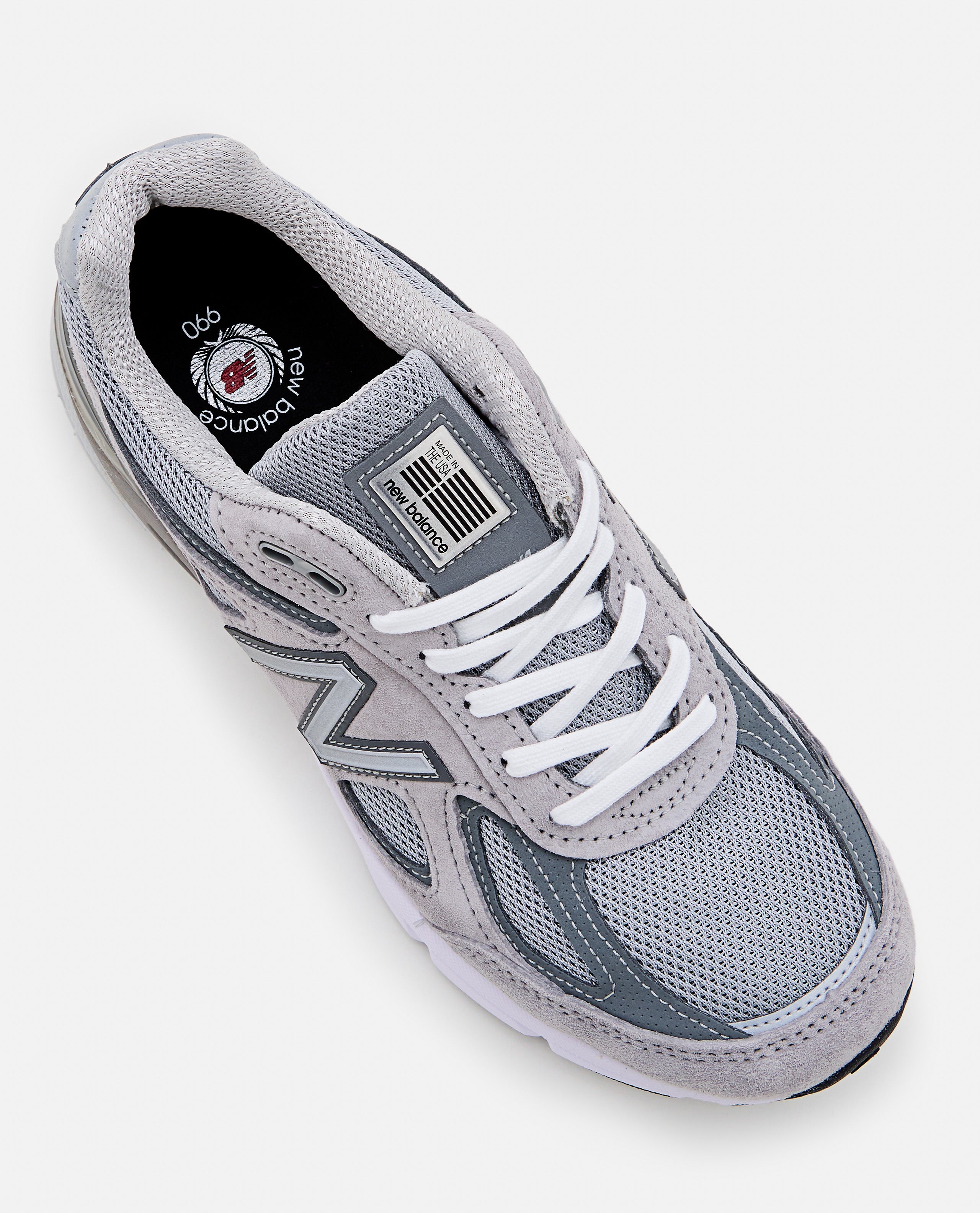 990 Grey Leather And Mesh Sneakers