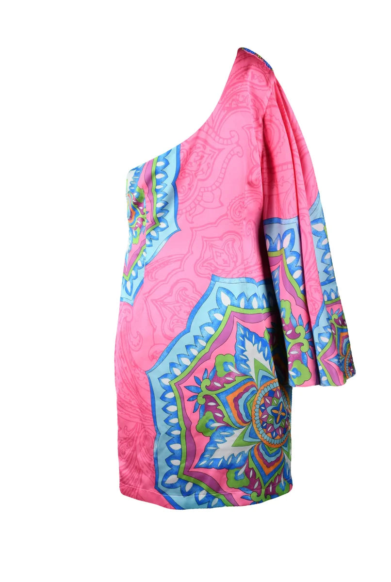 One-Shoulder Dress Zip - Pink