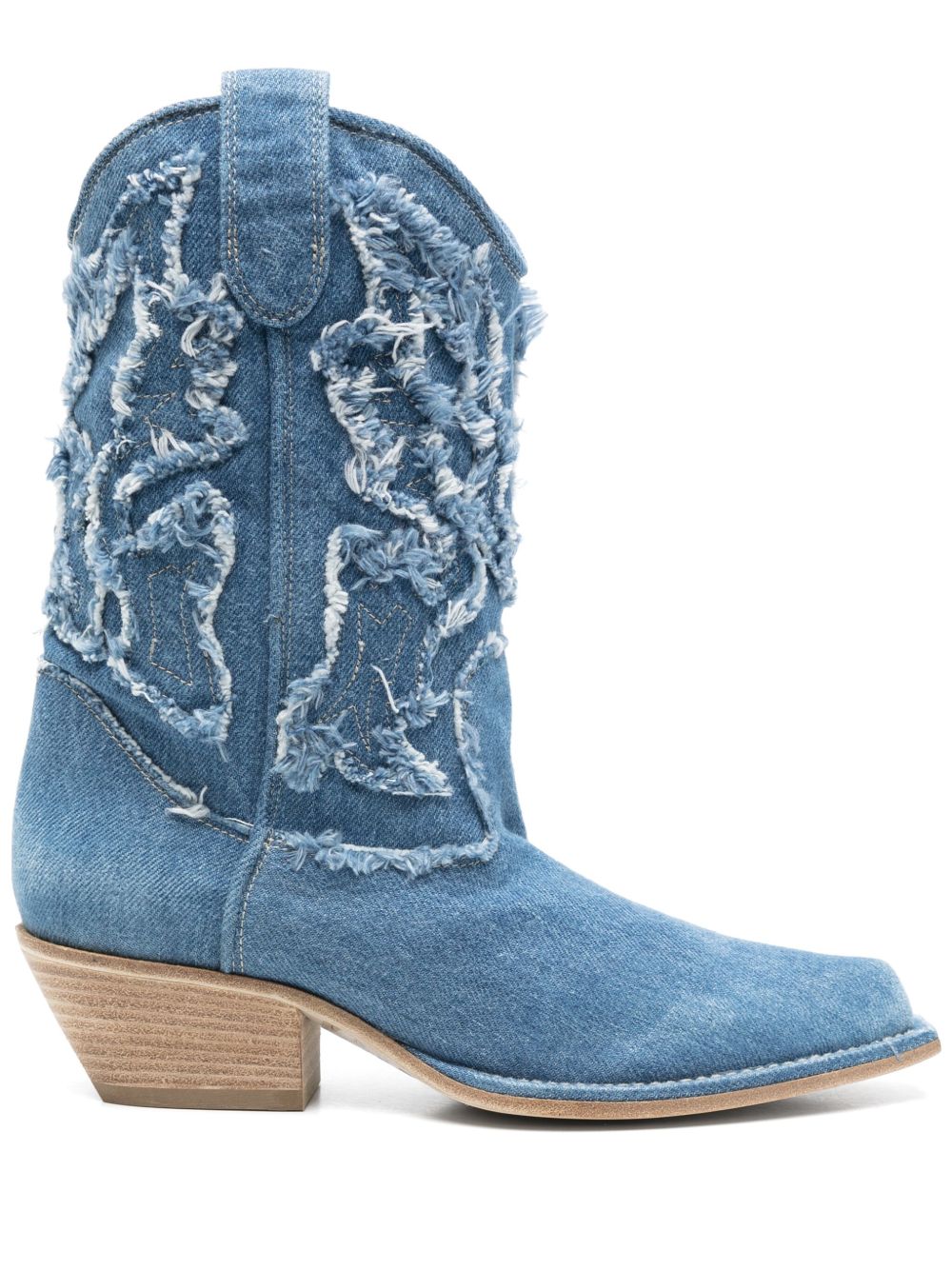Mid-Calf Denim Boots