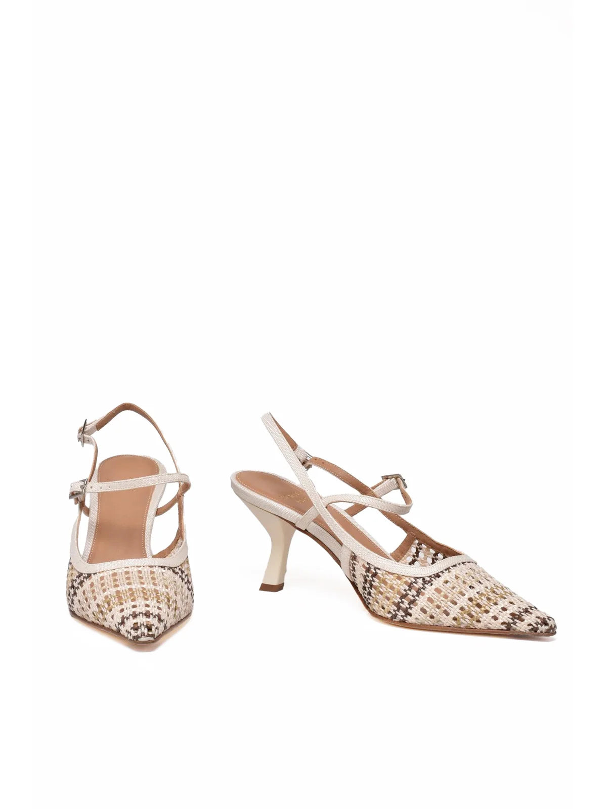 White Other Fibers Rafia Pump