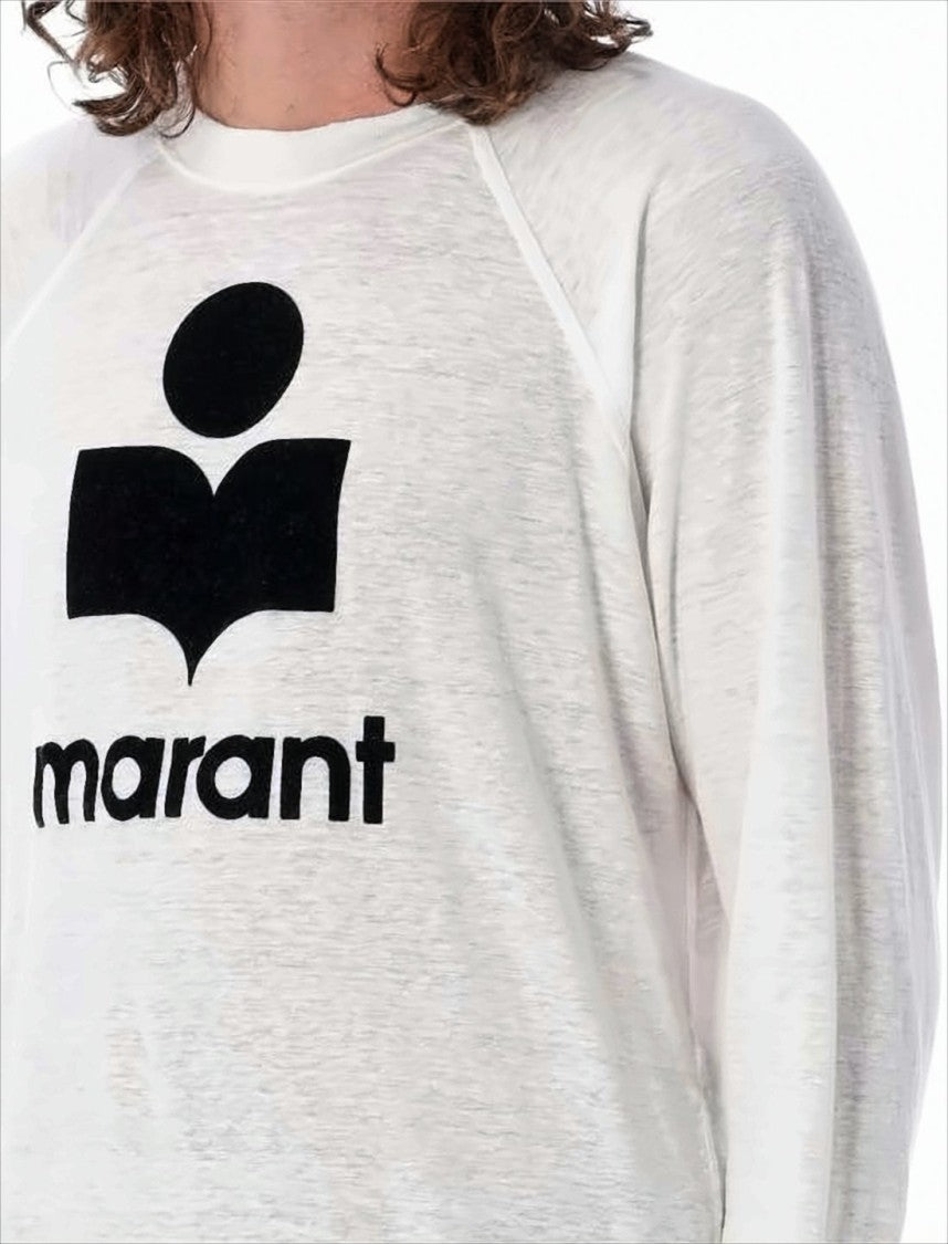 Relaxed-Fit Linen Long-Sleeve T-Shirt with Bold Graphic Logo