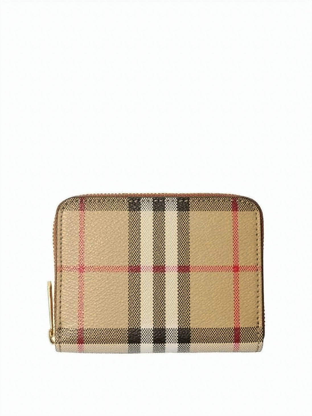 Compact Burberry Check Pattern Zip-Around Wallet