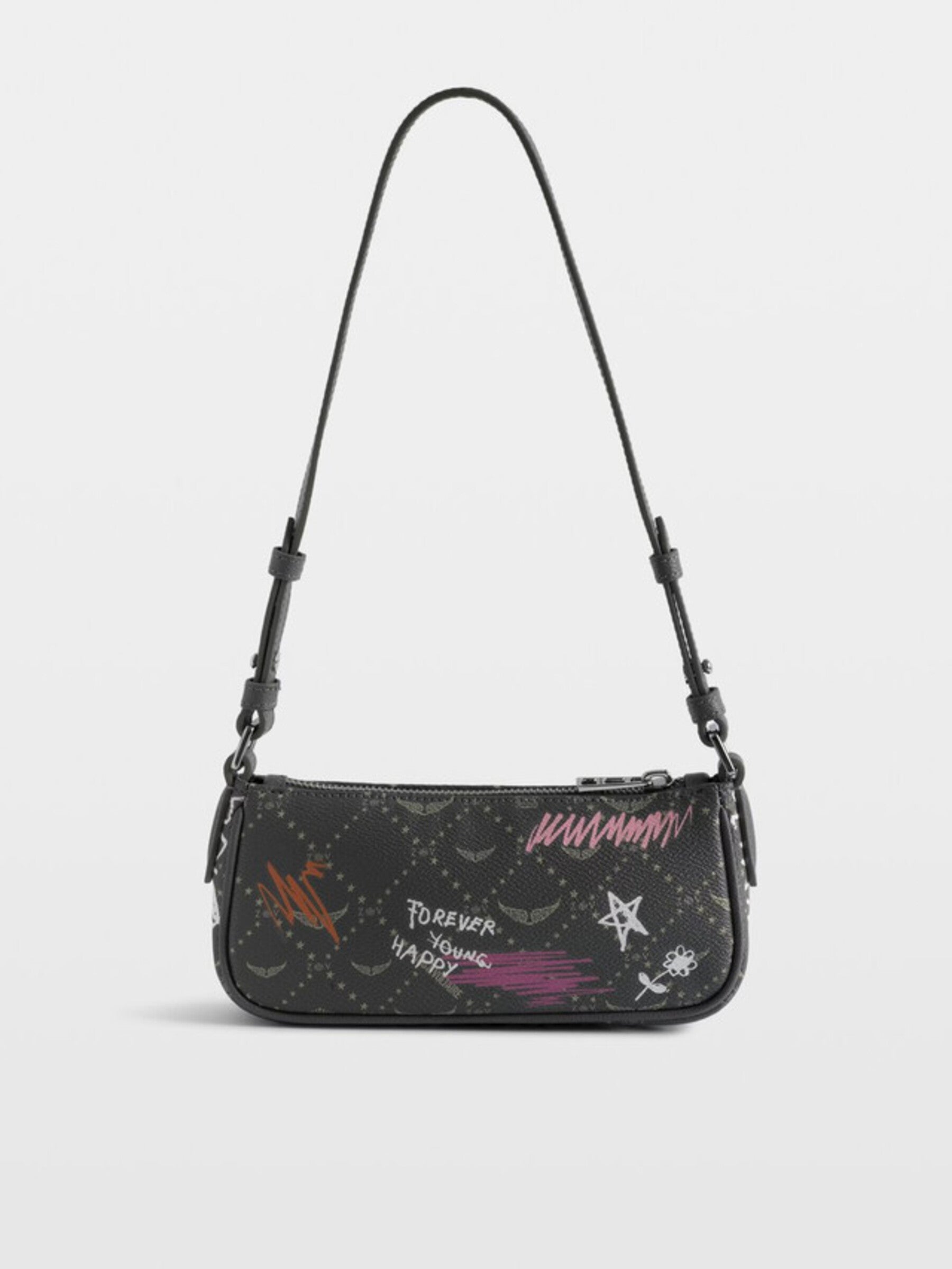 Small Rectangular Shoulder Bag with Playful Illustrations