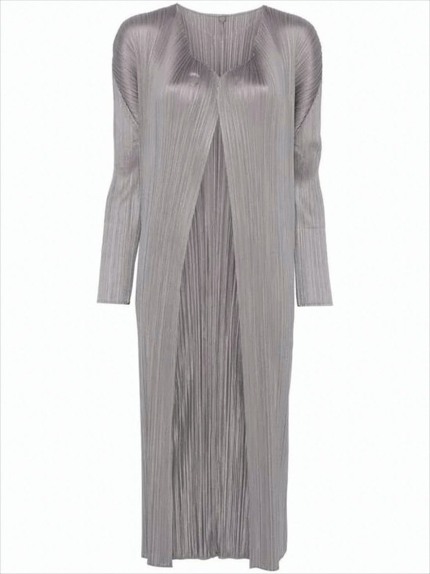 Longline Pleated Cardigan With Open Front Design