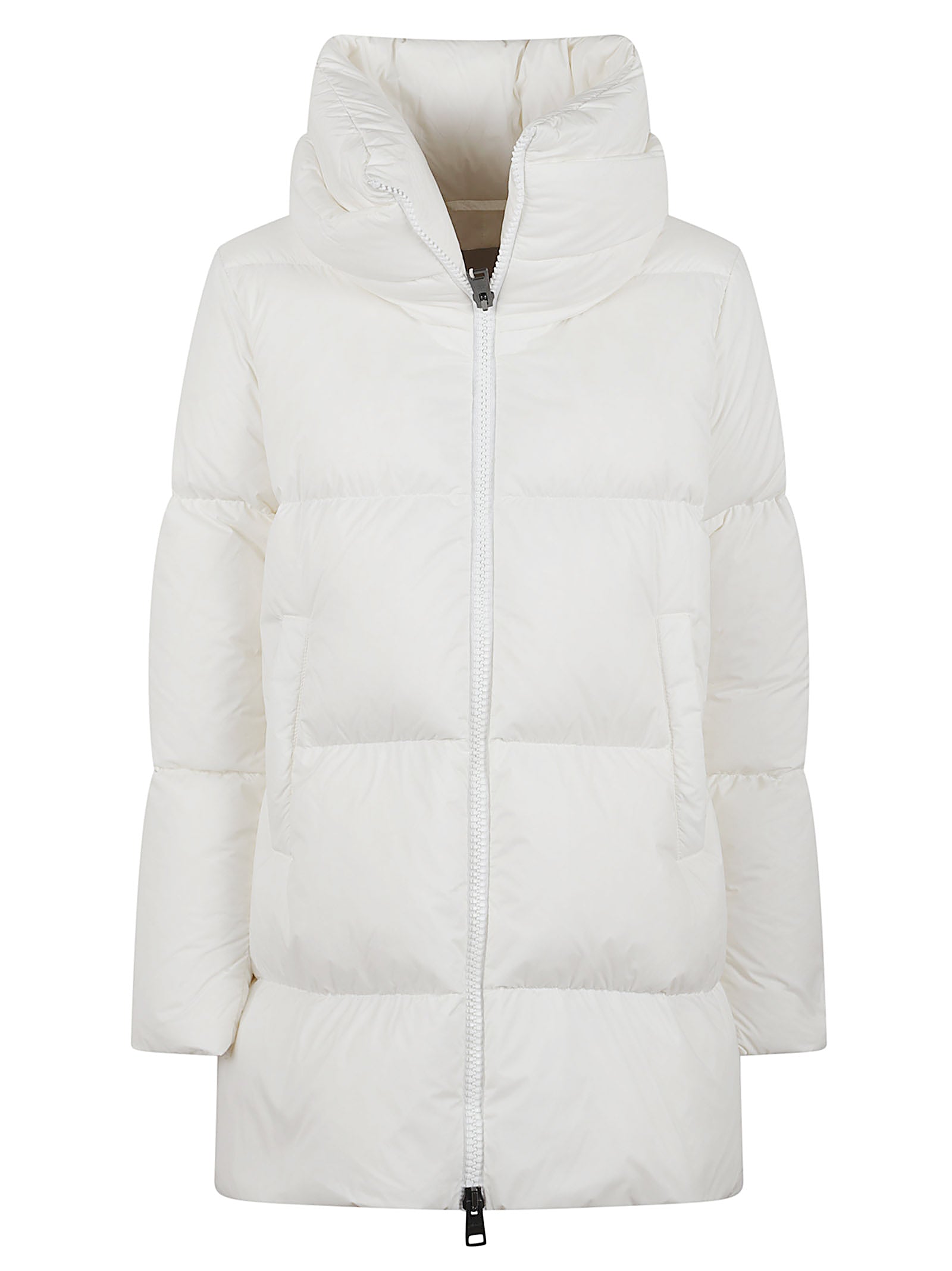 Water-Resistant Lightweight Down Coat With High Collar