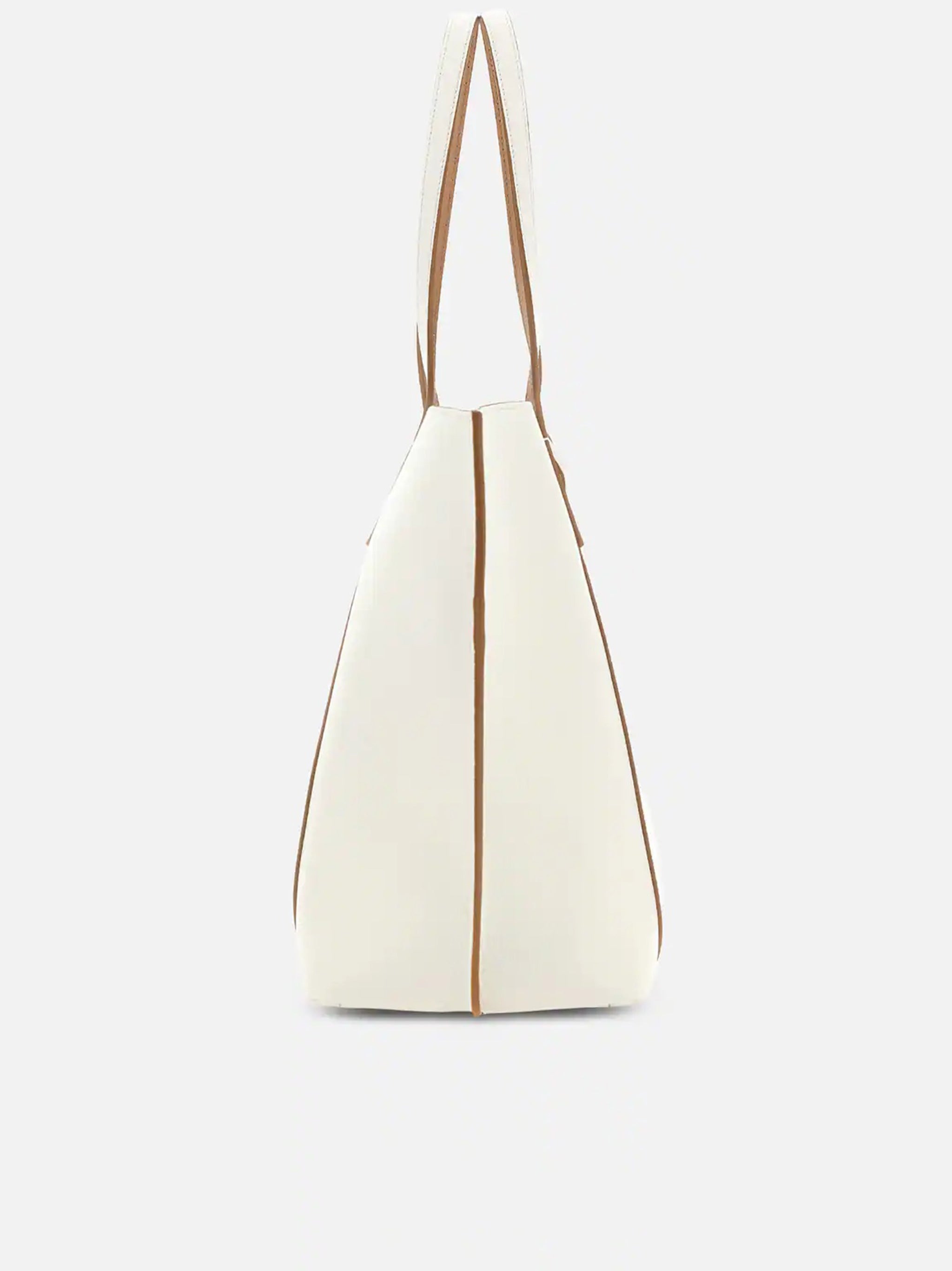 White Spacious Structured Metallic Lock Tote