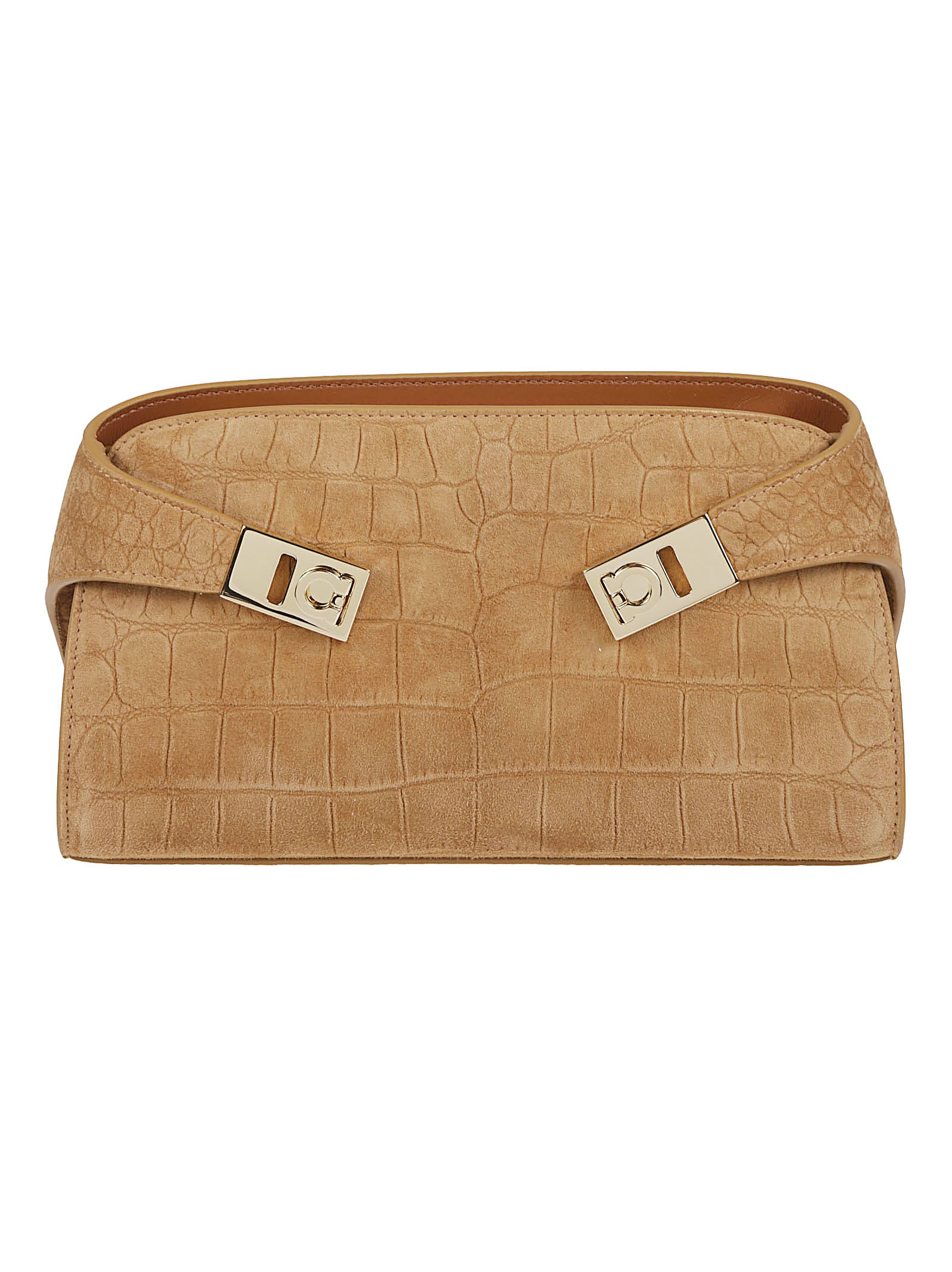 Suede Mini Bag with Crocodile Print