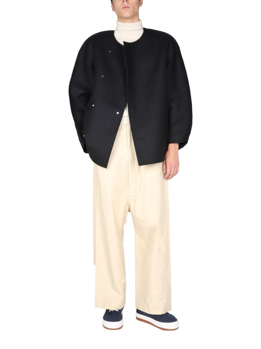 Asymmetrical Front Closure Black Coat