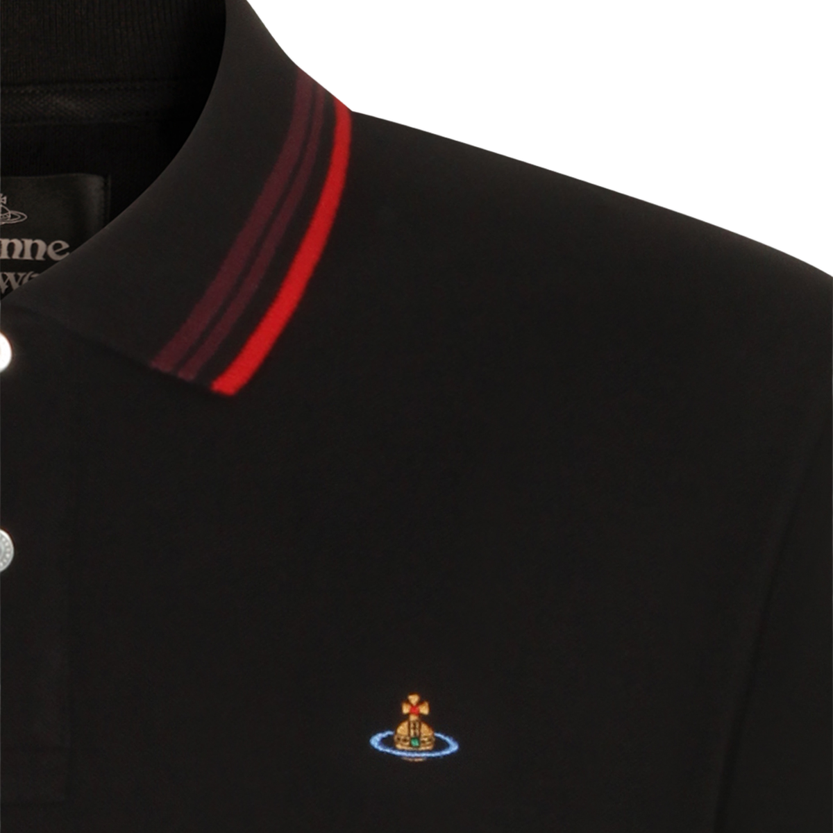 Classic Black Polo with Ribbed Stripes