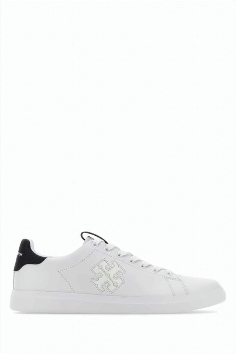 Low-Profile White Sneakers with Stitched Logo Detail
