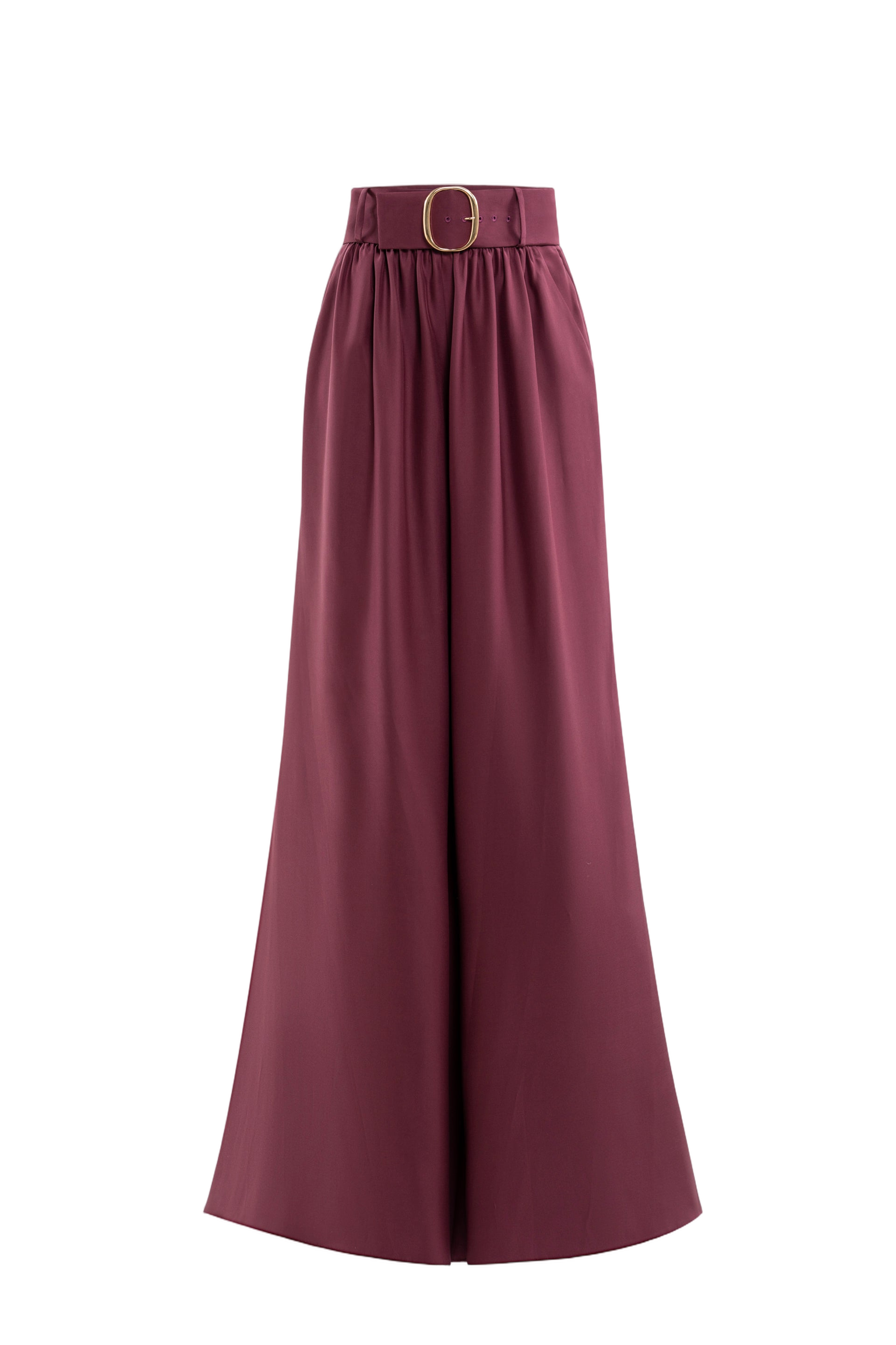 Ruffled Taffeta Top with Satin Wide-Legged Pants