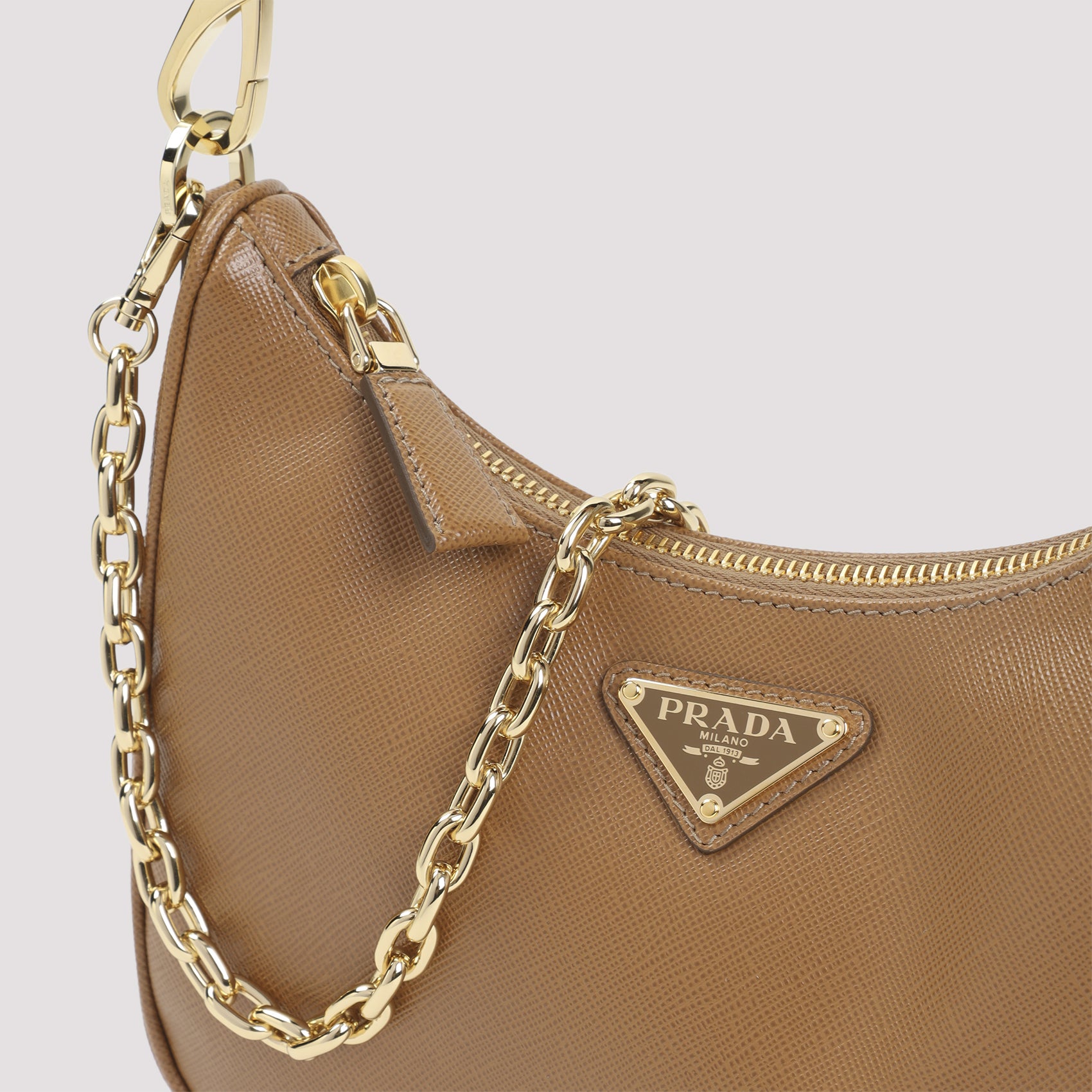 Structured Brown Calf Leather Shoulder Bag