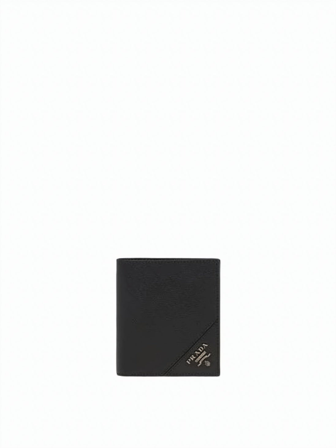 Minimalist Black Smooth Leather Bifold Wallet with Metallic Detail