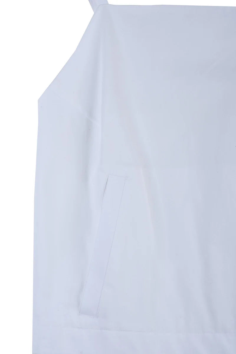 Cropped Cotton Top with Zipper - White