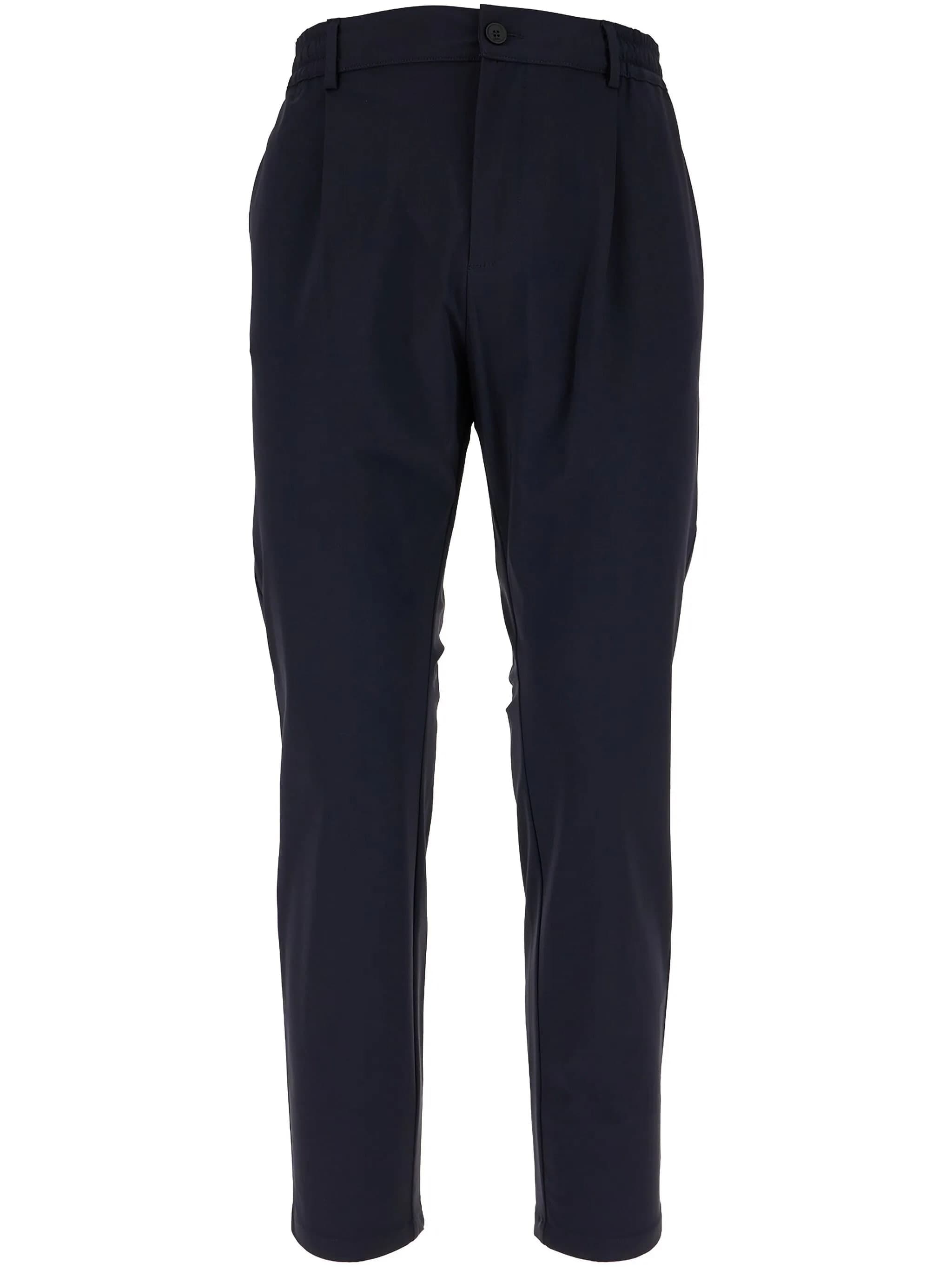 Tailored Black Tapered Leg Polished Trousers